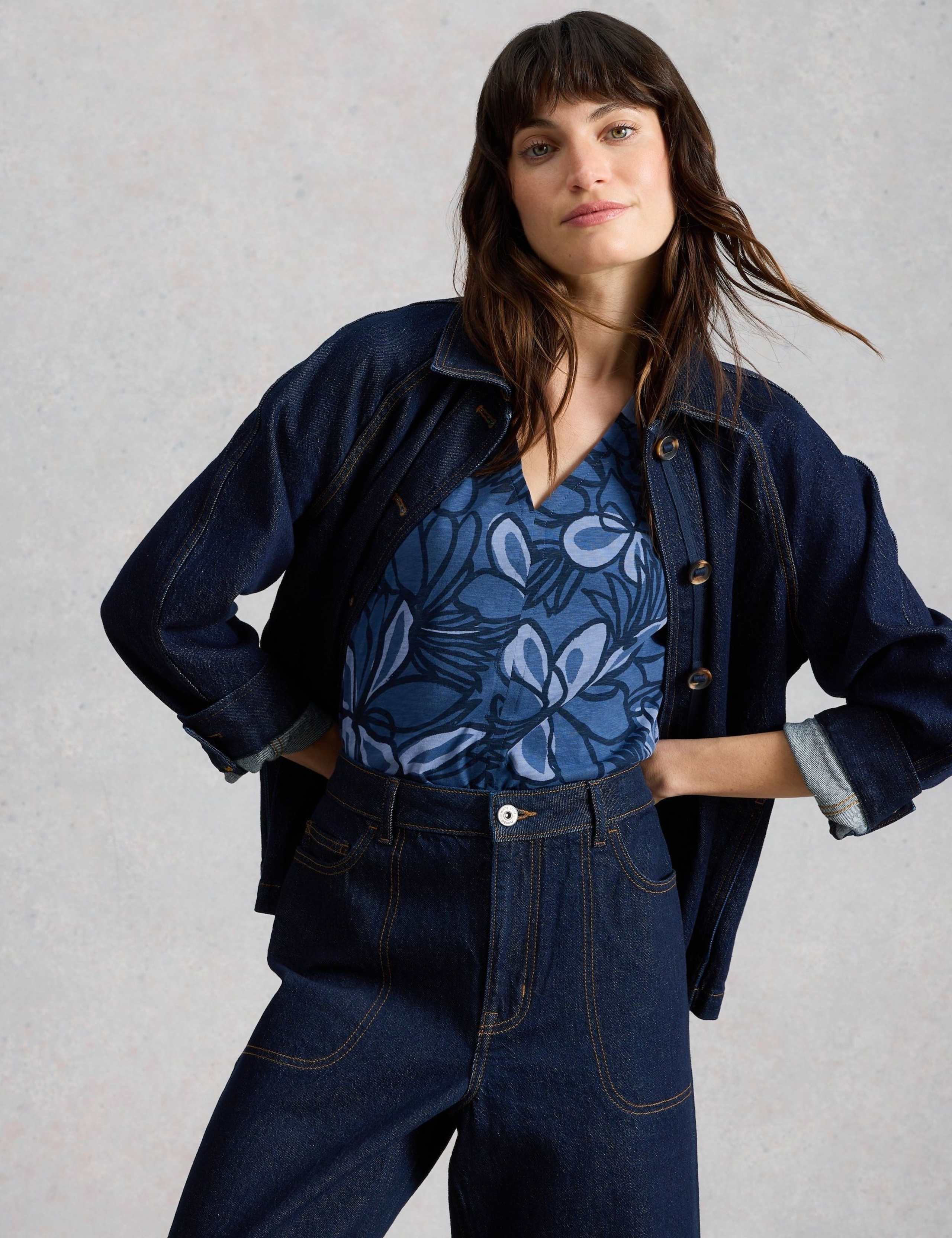 Pure Cotton Floral V-Neck T-Shirt 6 of 6