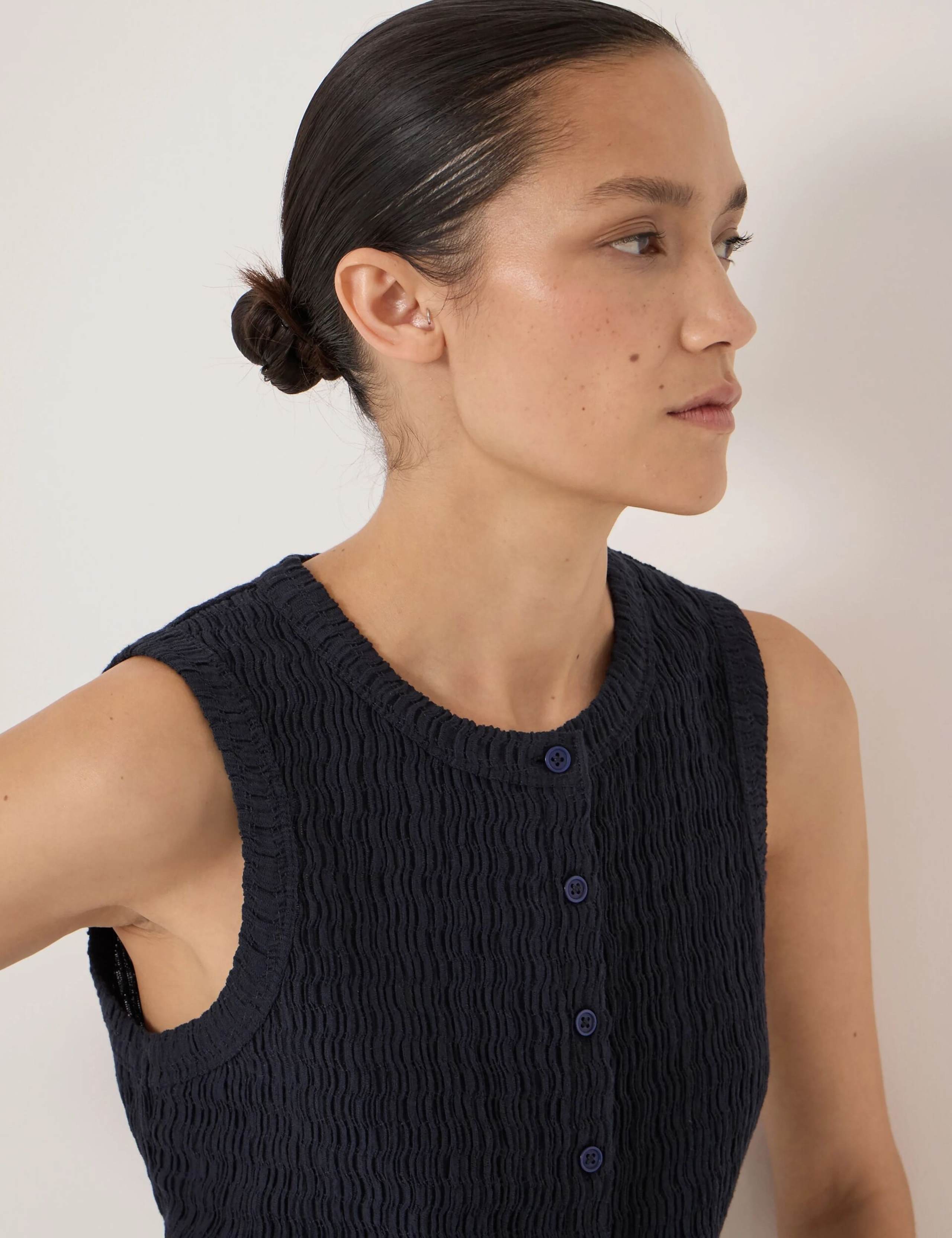 Cotton Rich Textured Knitted Vest 5 of 5