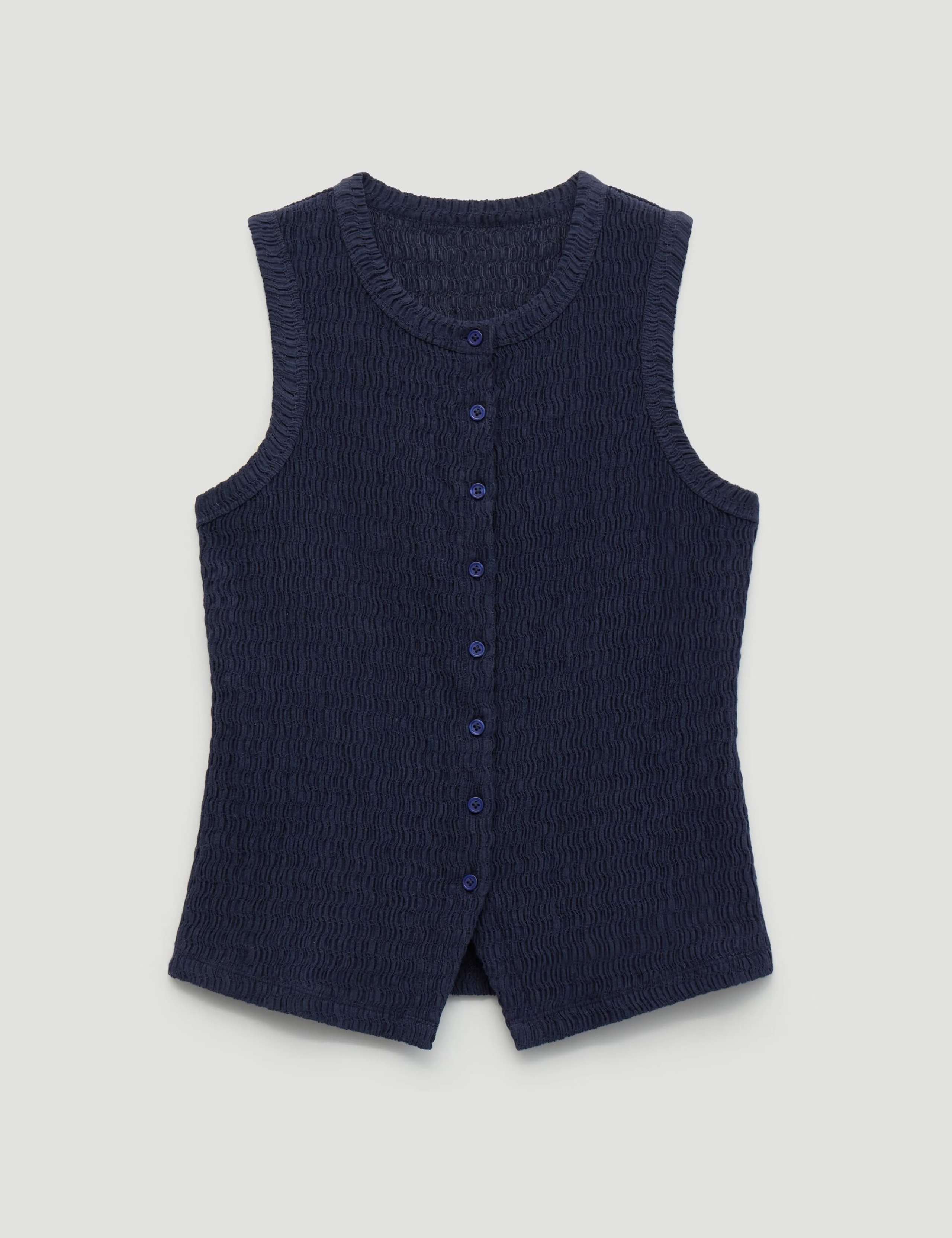 Cotton Rich Textured Knitted Vest 2 of 5