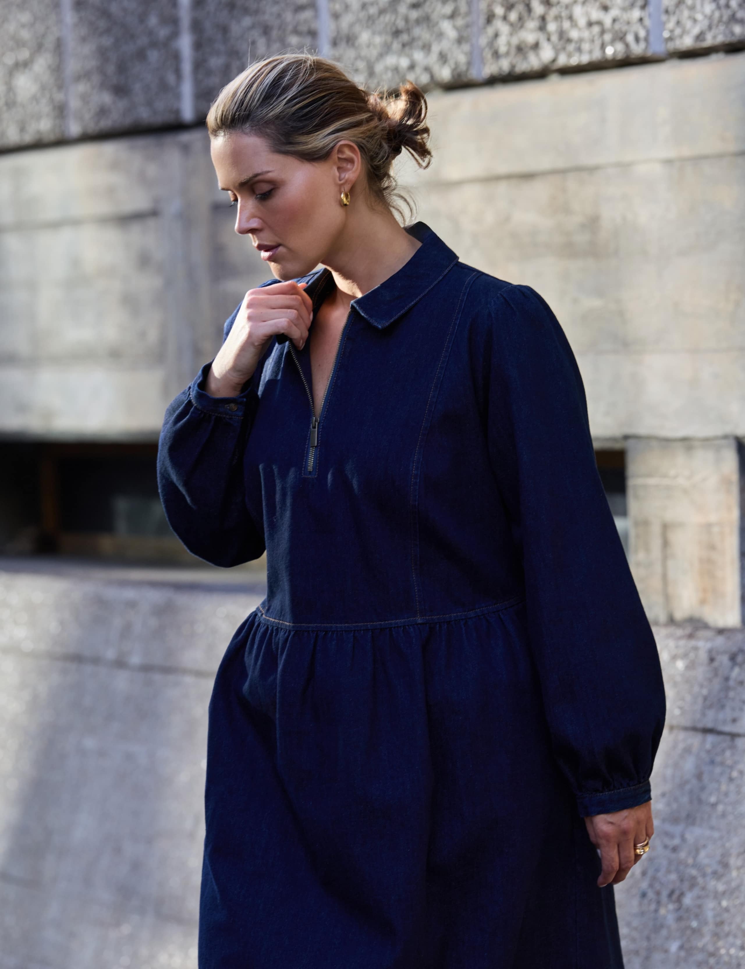 Cotton Rich Collared Midi Tiered Dress 4 of 10