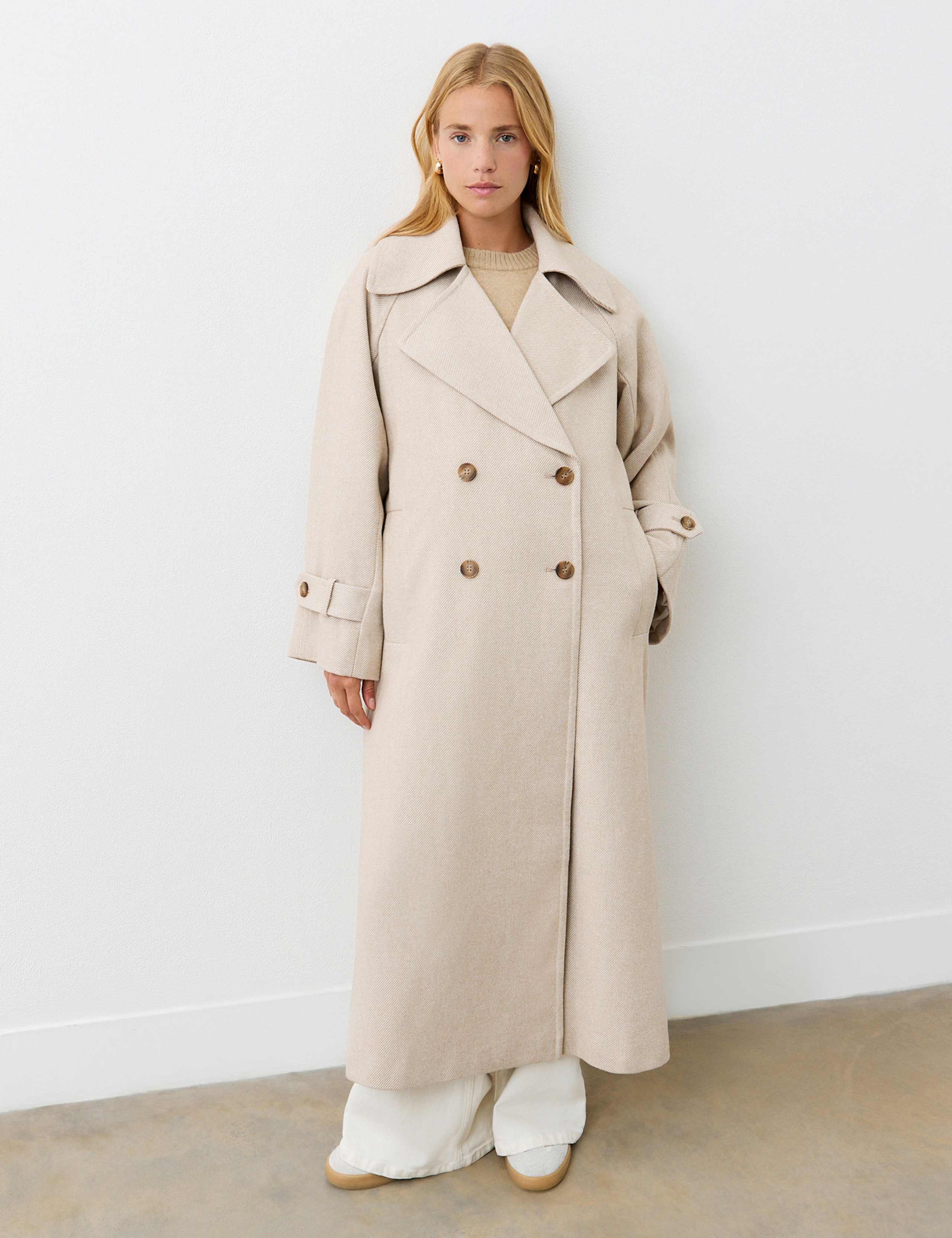 Belted Double Breasted Longline Trench Coat 1 of 6