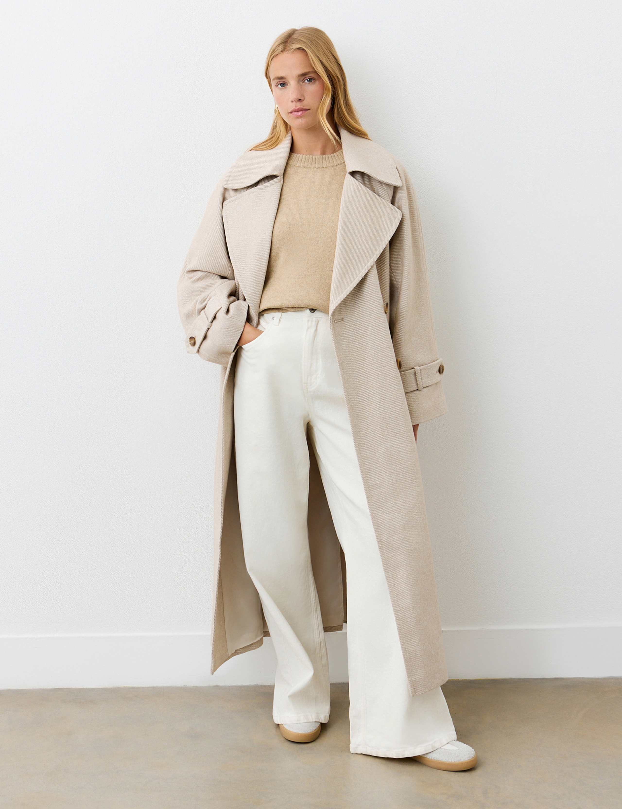 Belted Double Breasted Longline Trench Coat 2 of 6