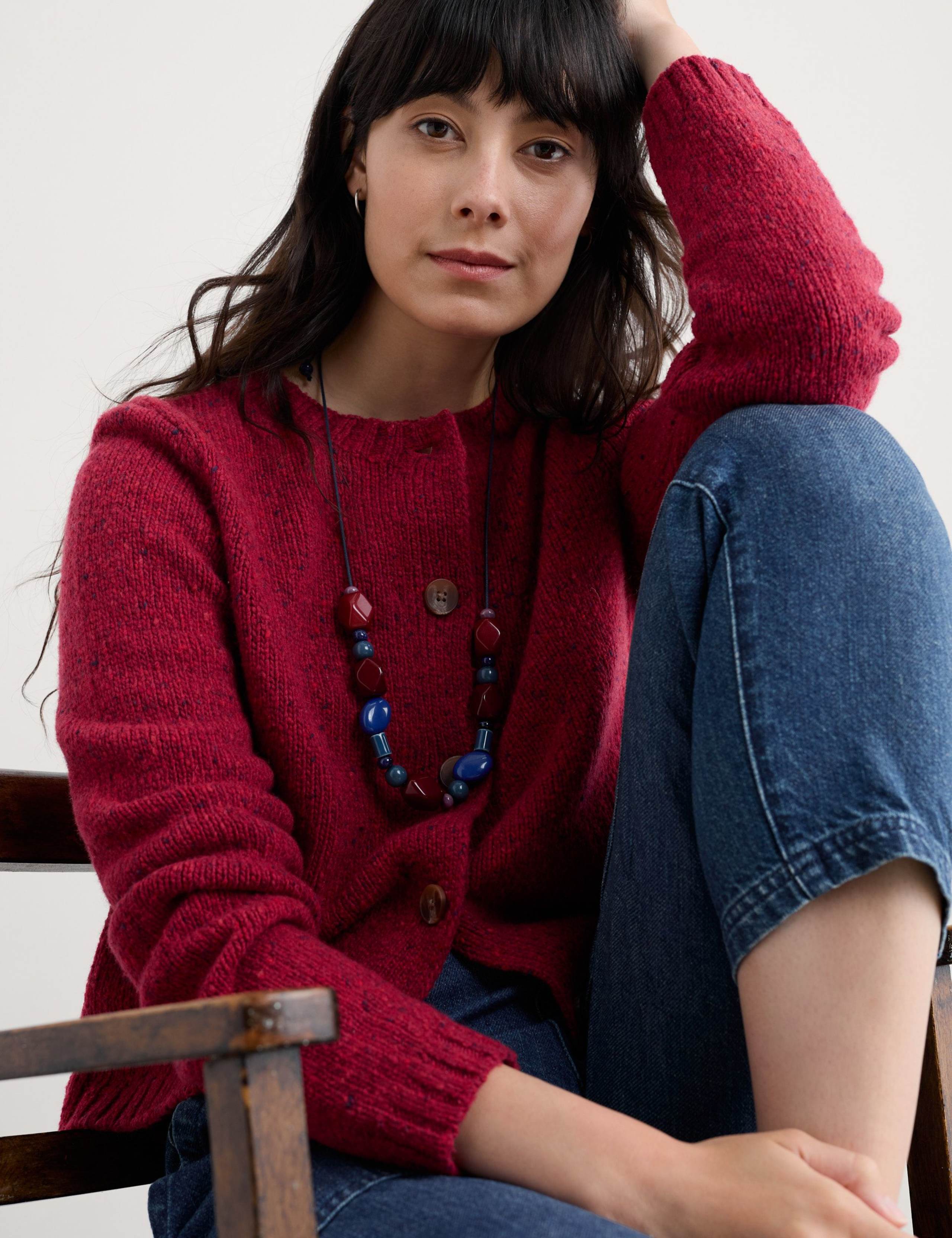 Merino Wool Rich Crew Neck Cardigan 3 of 5