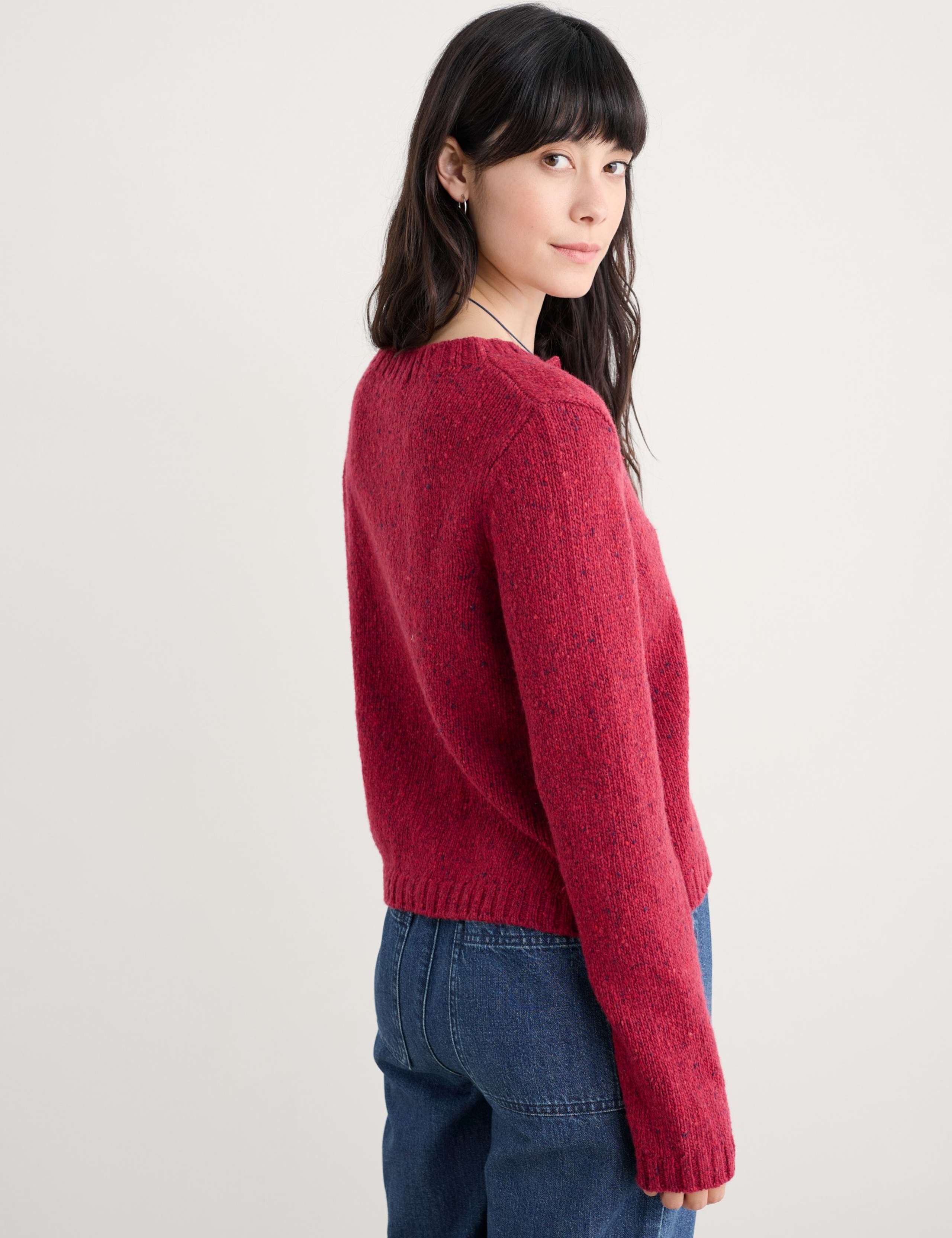 Merino Wool Rich Crew Neck Cardigan 4 of 5