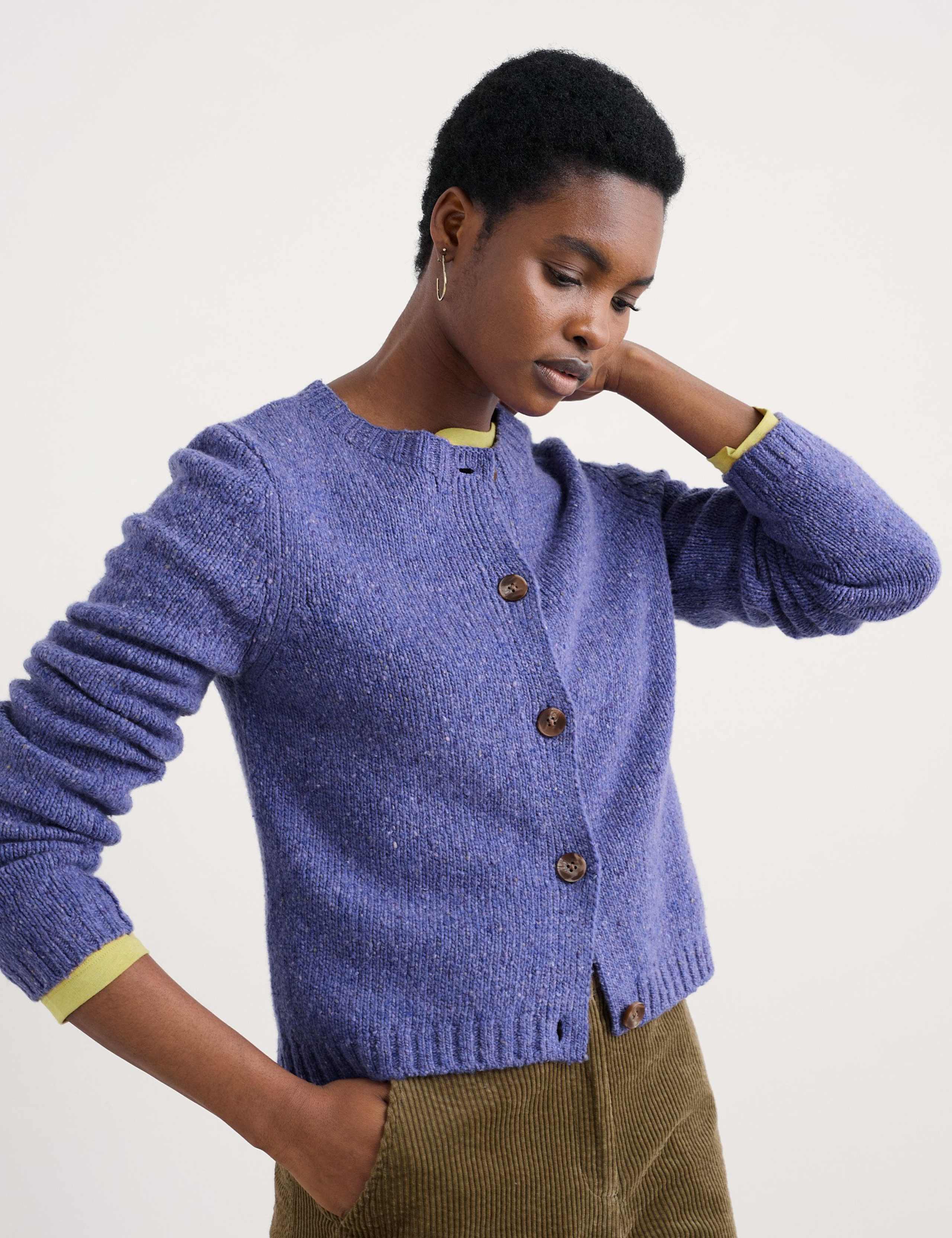 Merino Wool Rich Crew Neck Cardigan 3 of 5