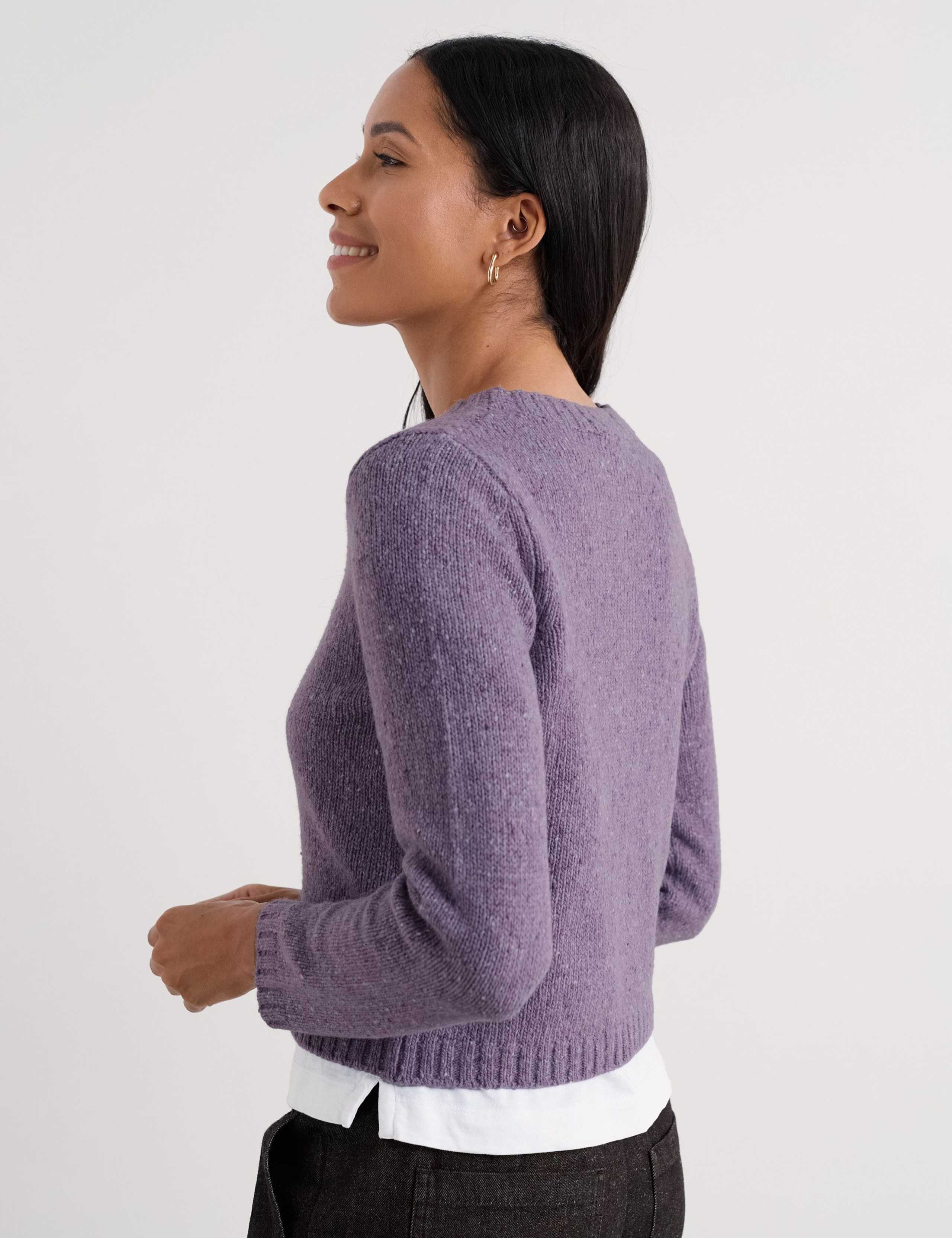Merino Wool Rich Crew Neck Cardigan 4 of 5