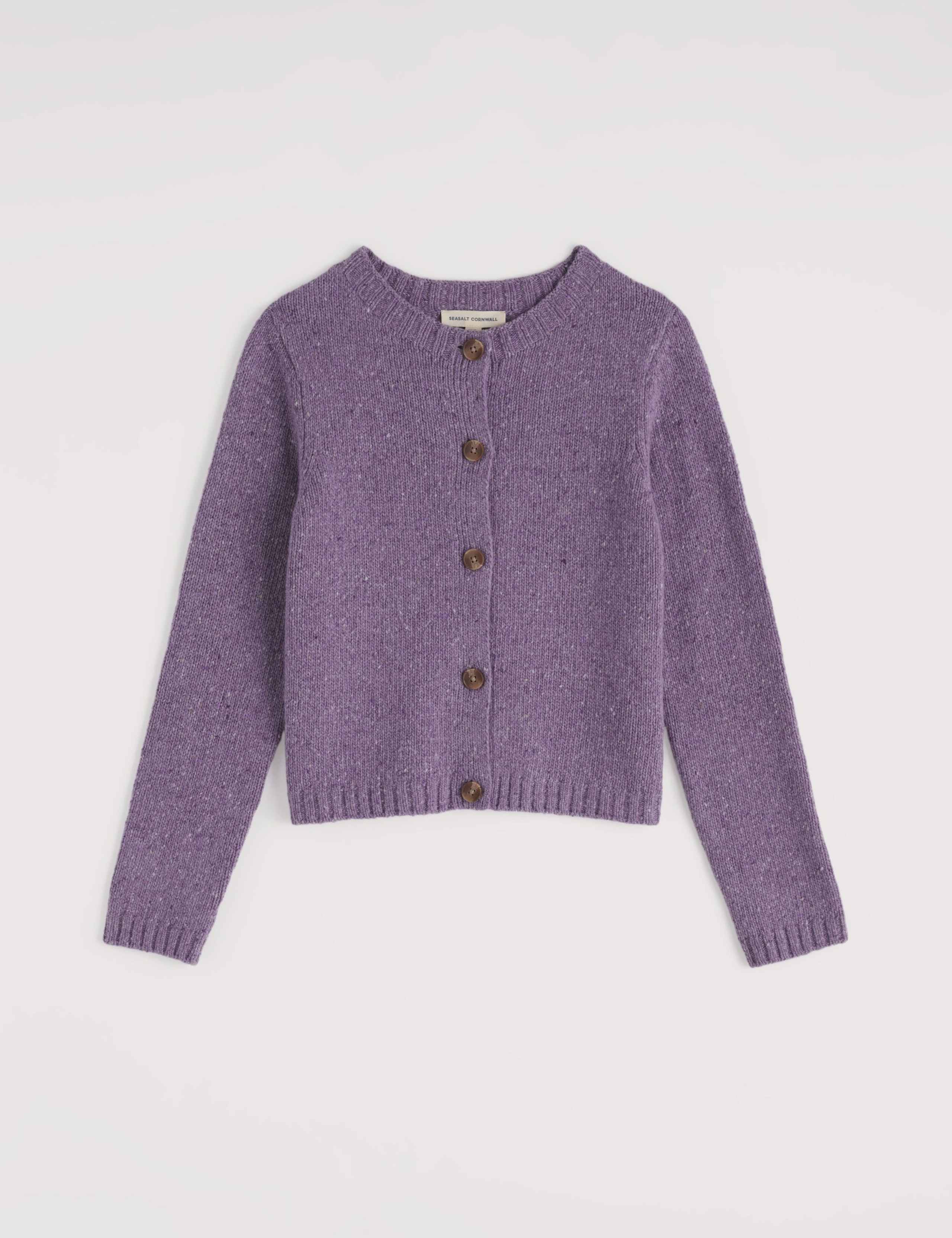 Merino Wool Rich Crew Neck Cardigan 2 of 5