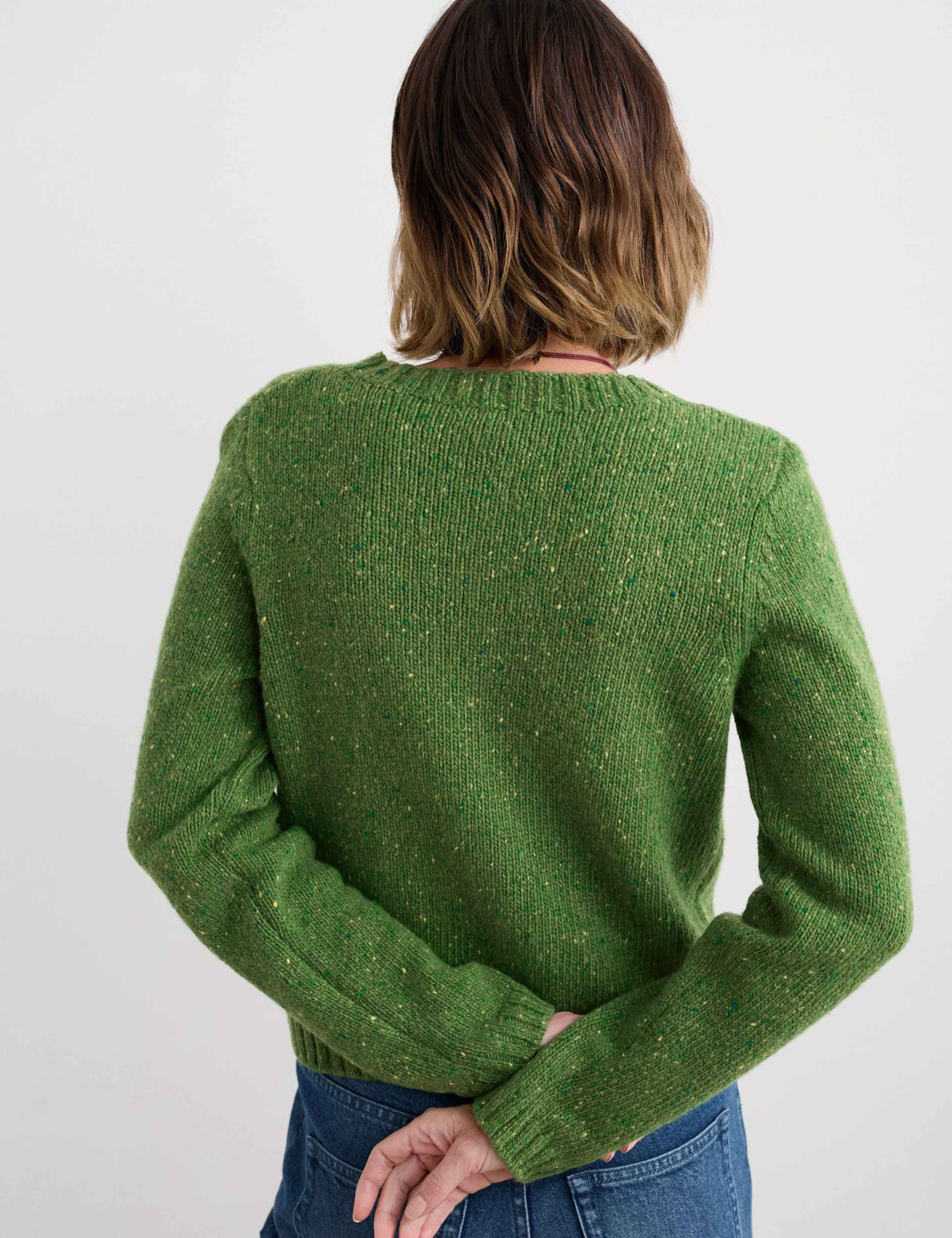 Merino Wool Rich Crew Neck Cardigan 3 of 5