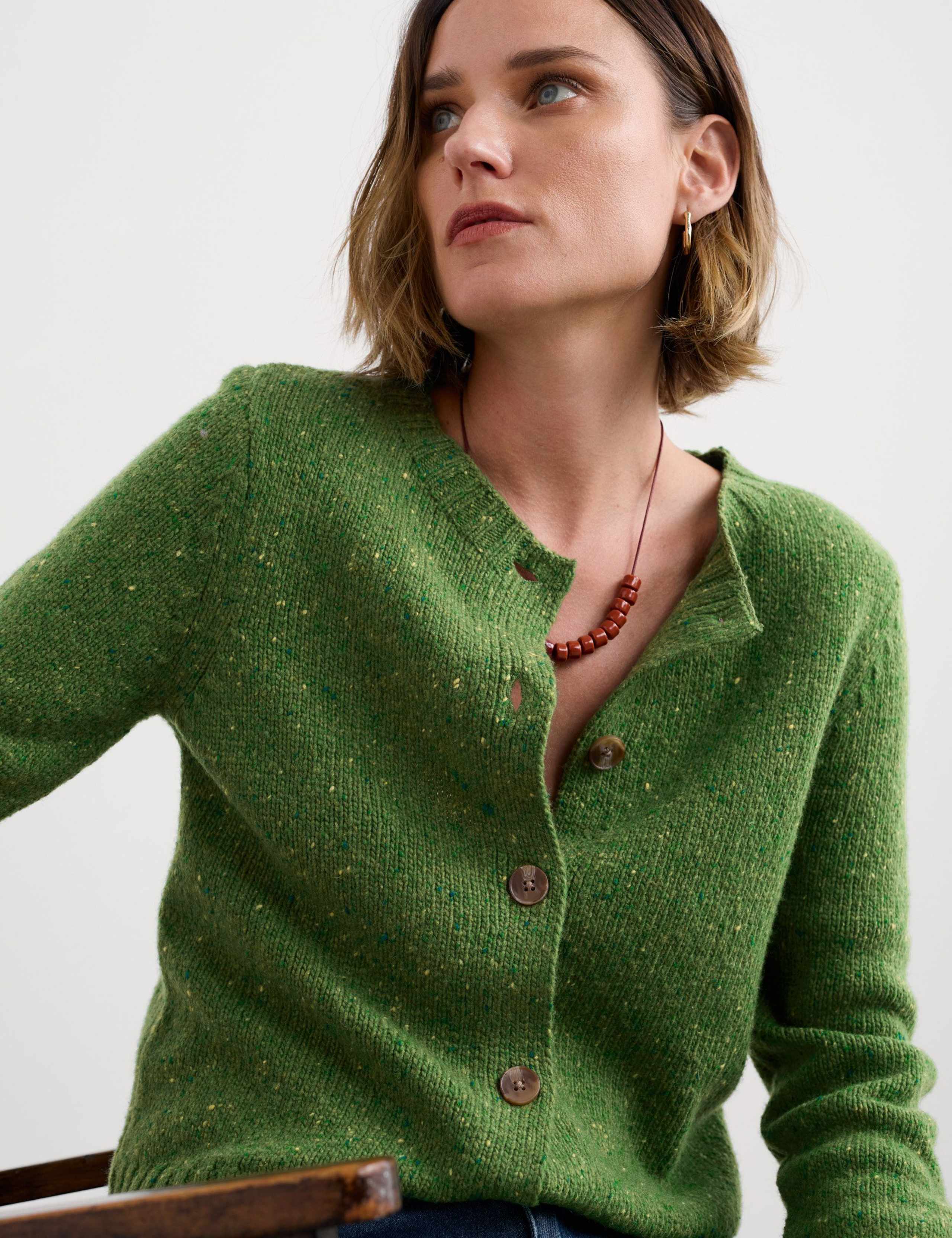 Merino Wool Rich Crew Neck Cardigan 4 of 5