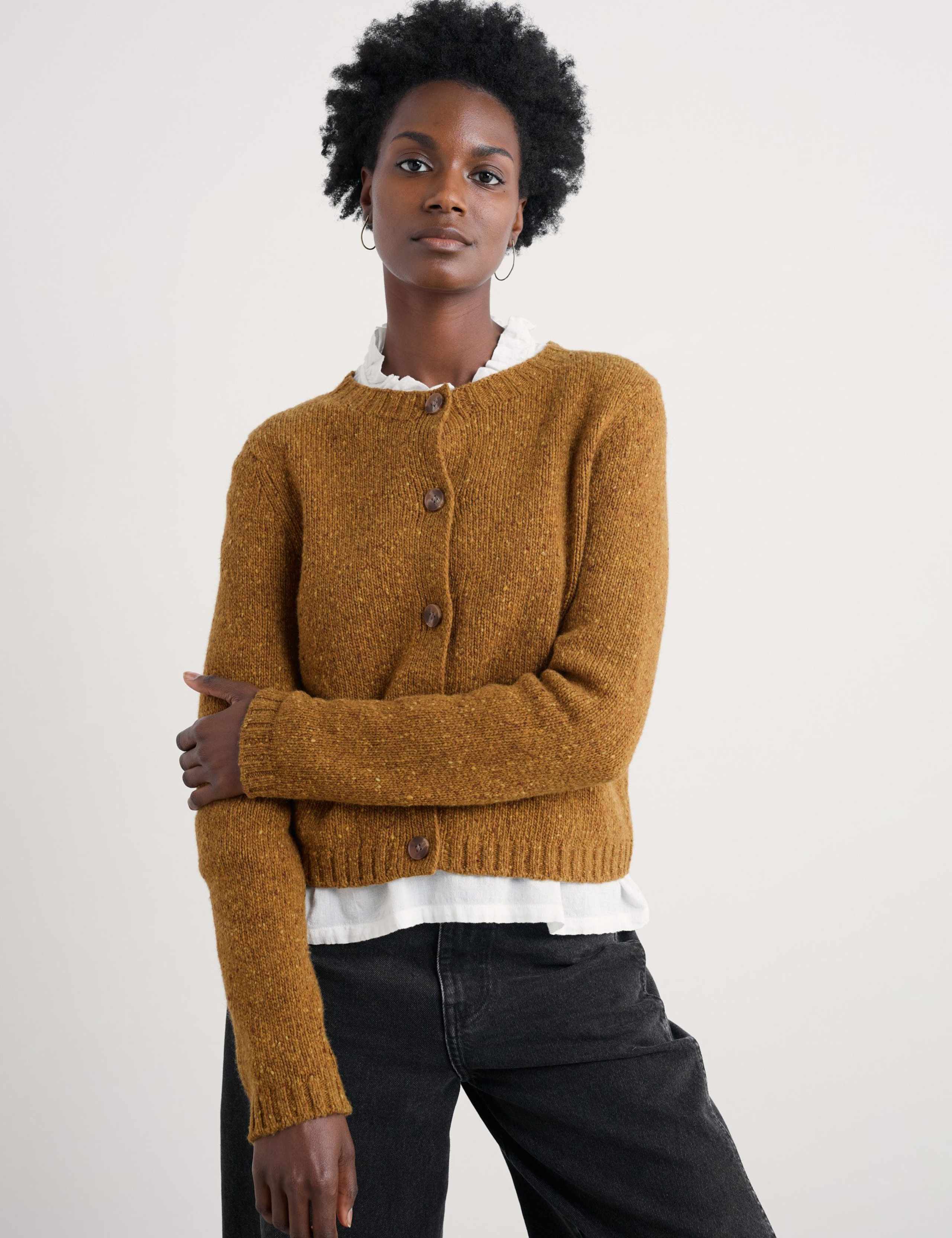 Merino Wool Rich Crew Neck Cardigan 3 of 6