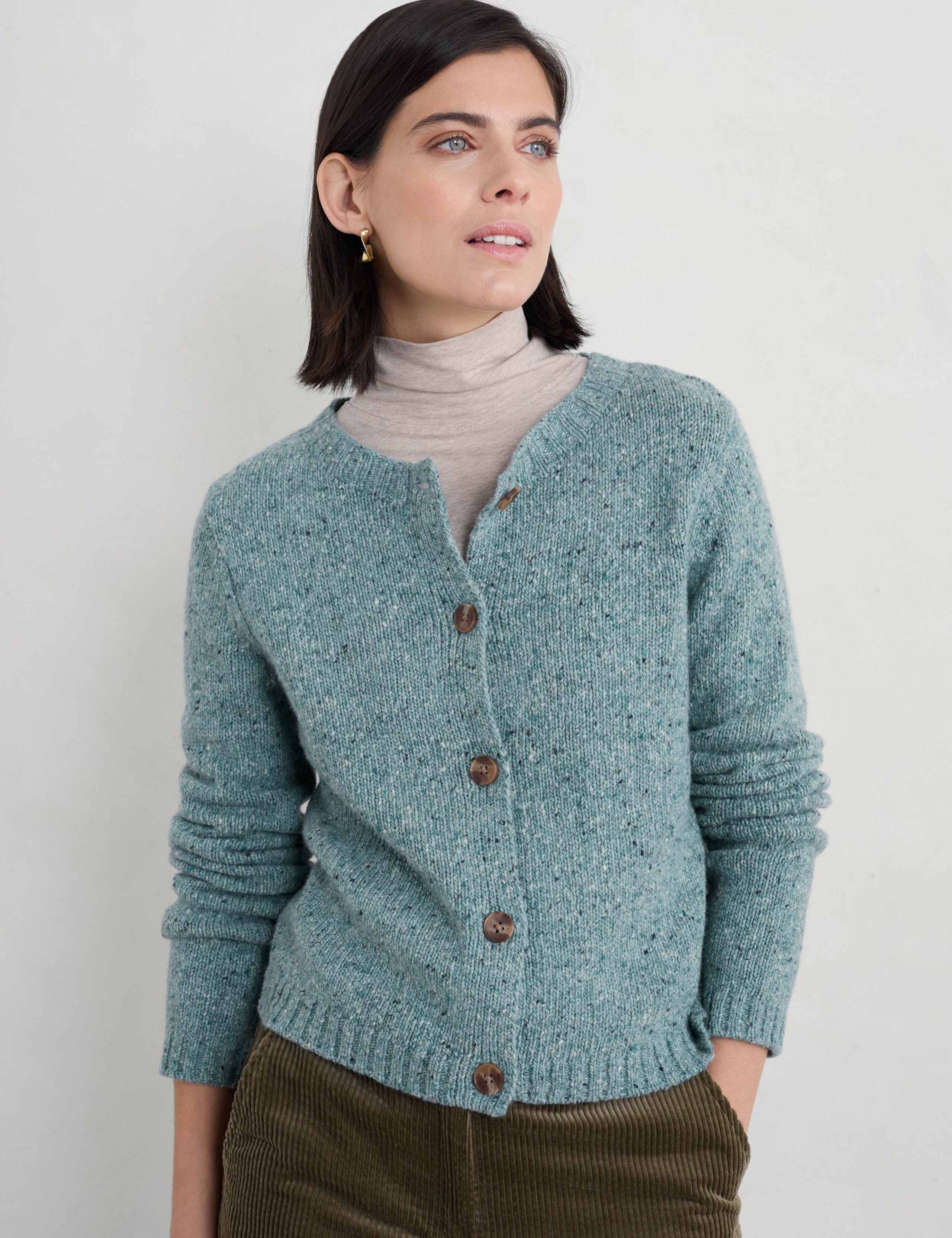 Merino Wool Rich Crew Neck Cardigan 1 of 5