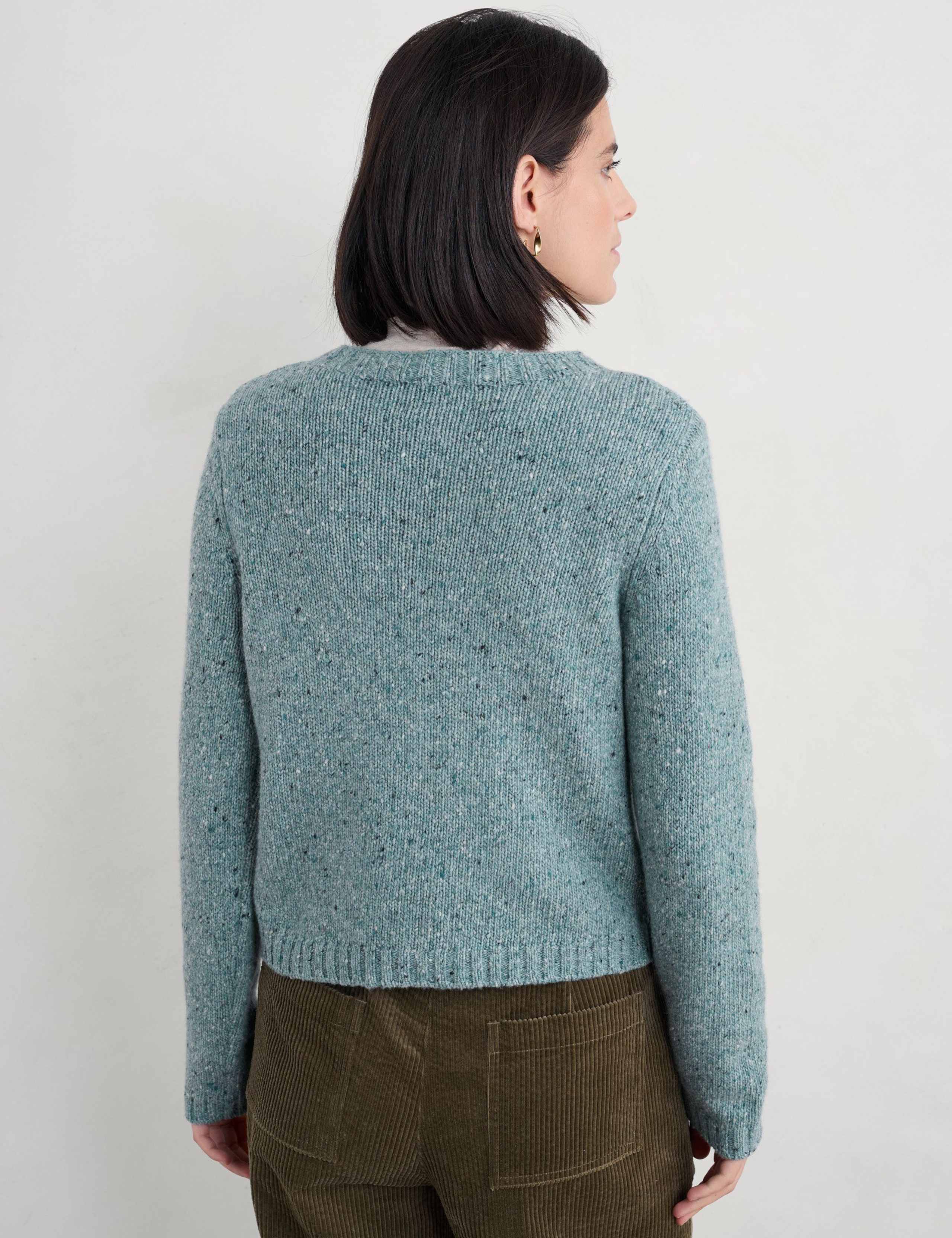 Merino Wool Rich Crew Neck Cardigan 4 of 5