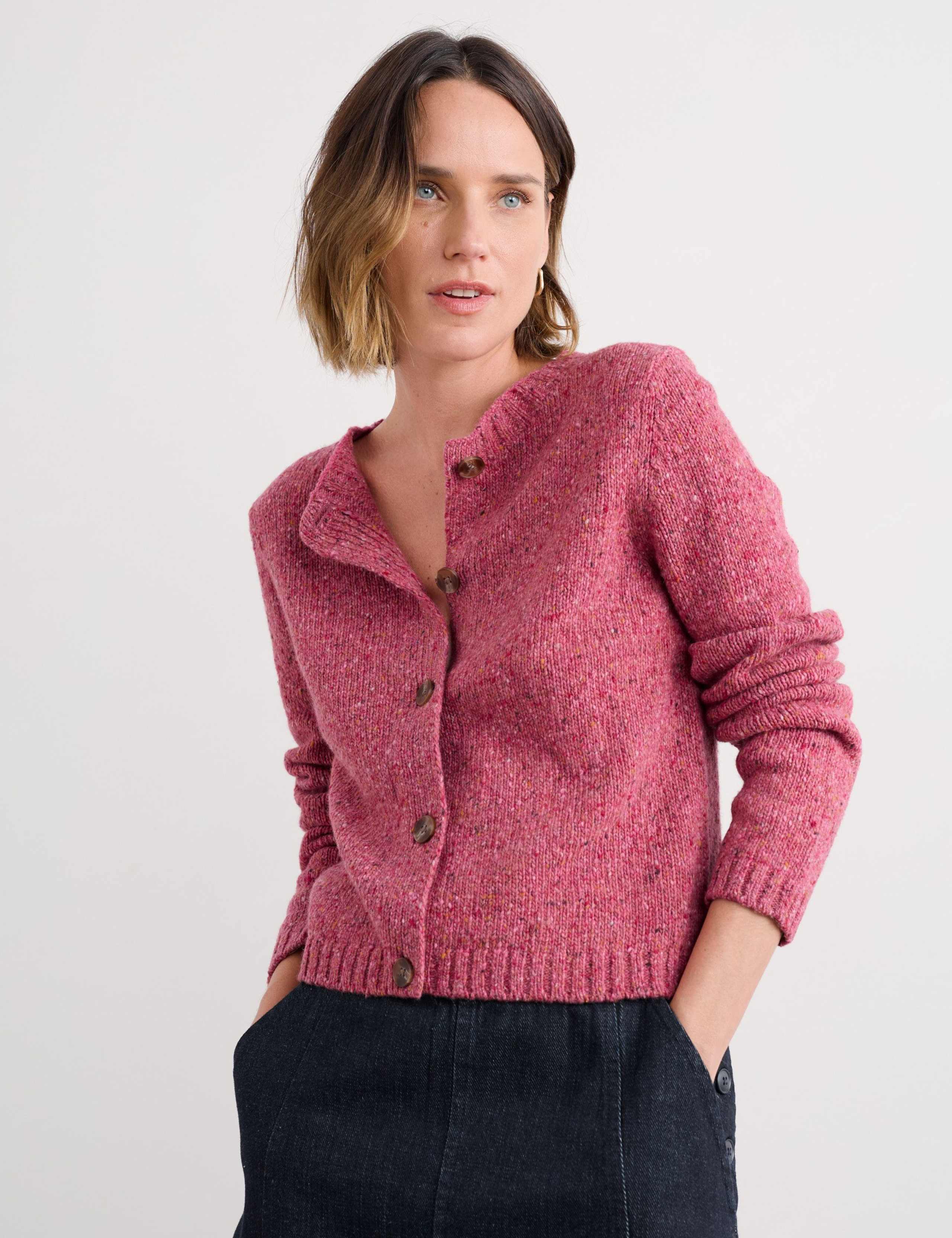 Merino Wool Rich Crew Neck Cardigan 4 of 5