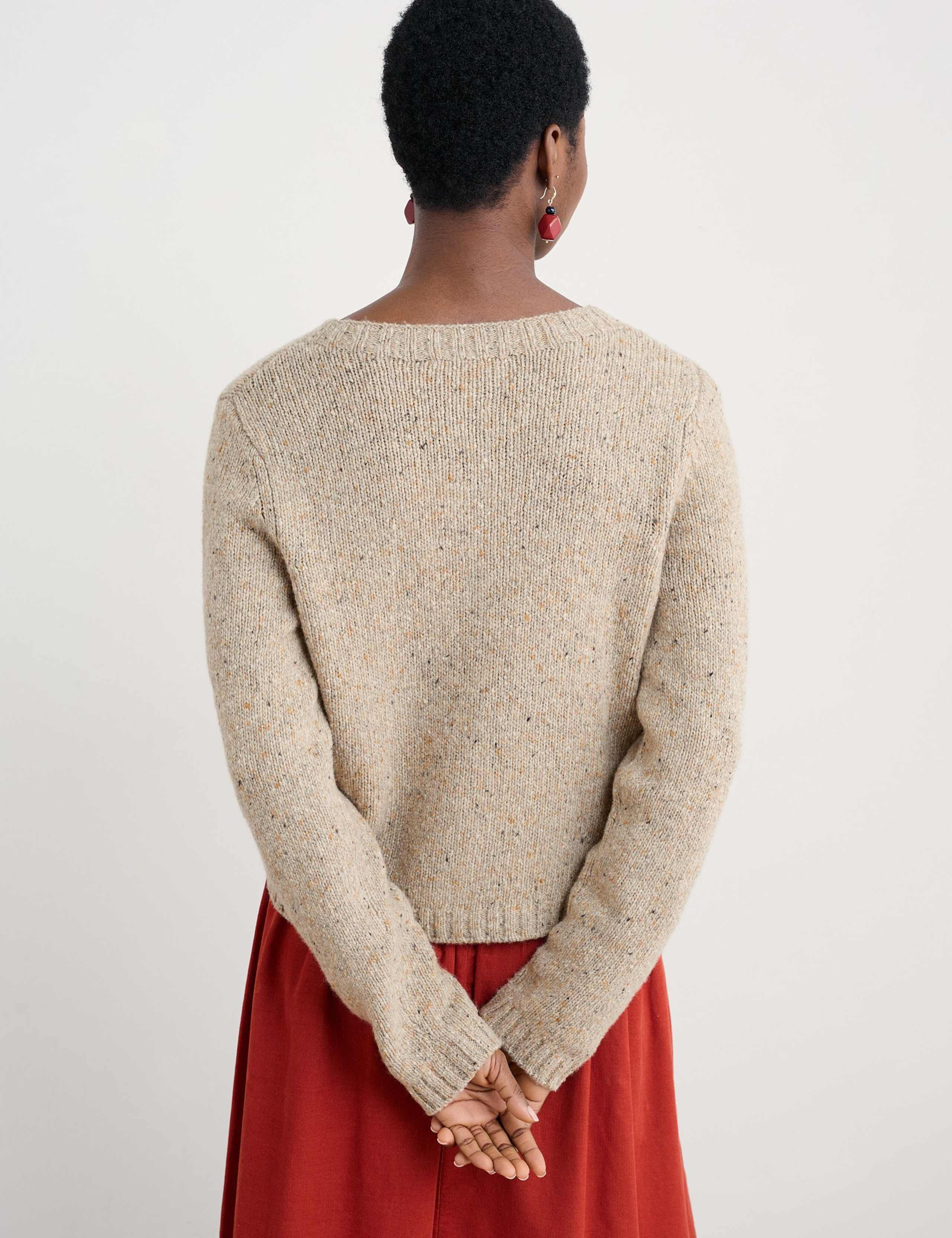 Merino Wool Rich Crew Neck Cardigan 3 of 5