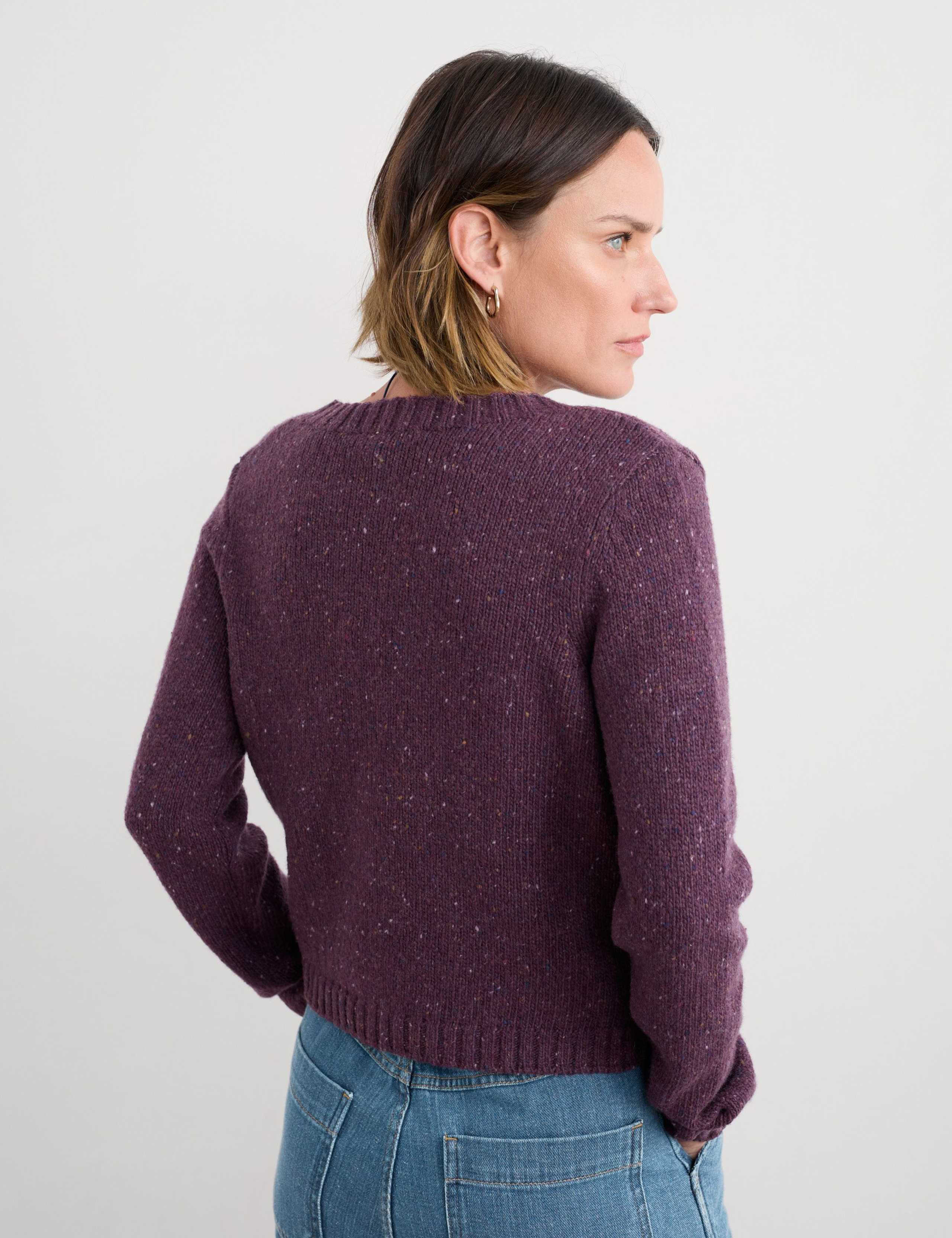 Merino Wool Rich Crew Neck Cardigan 4 of 5