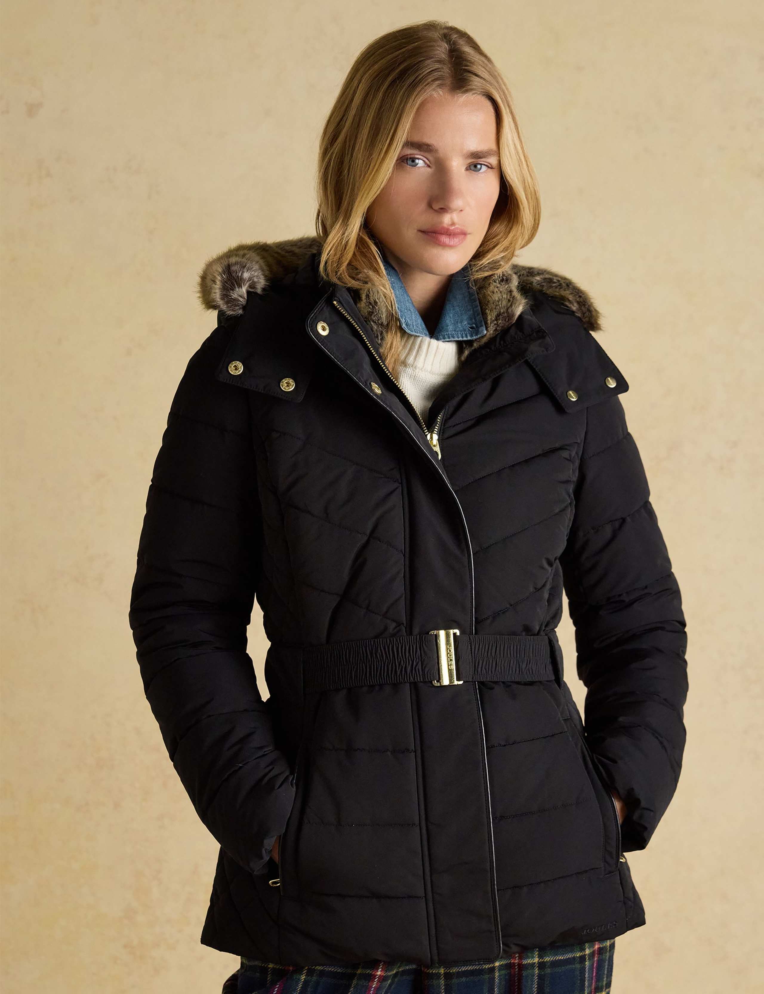 Showerproof Padded Faux Fur Hooded Short Coat 3 of 11