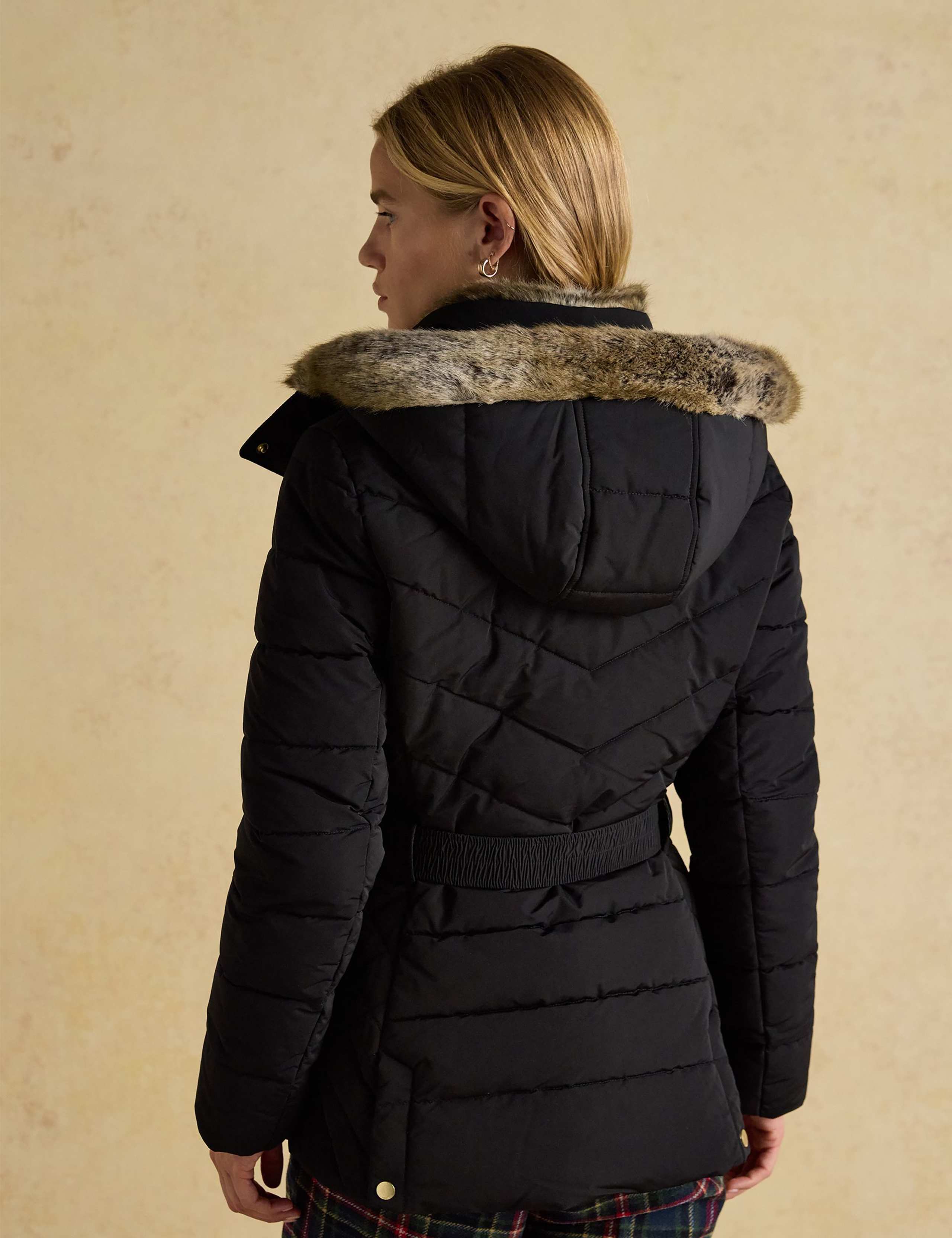 Showerproof Padded Faux Fur Hooded Short Coat 5 of 11