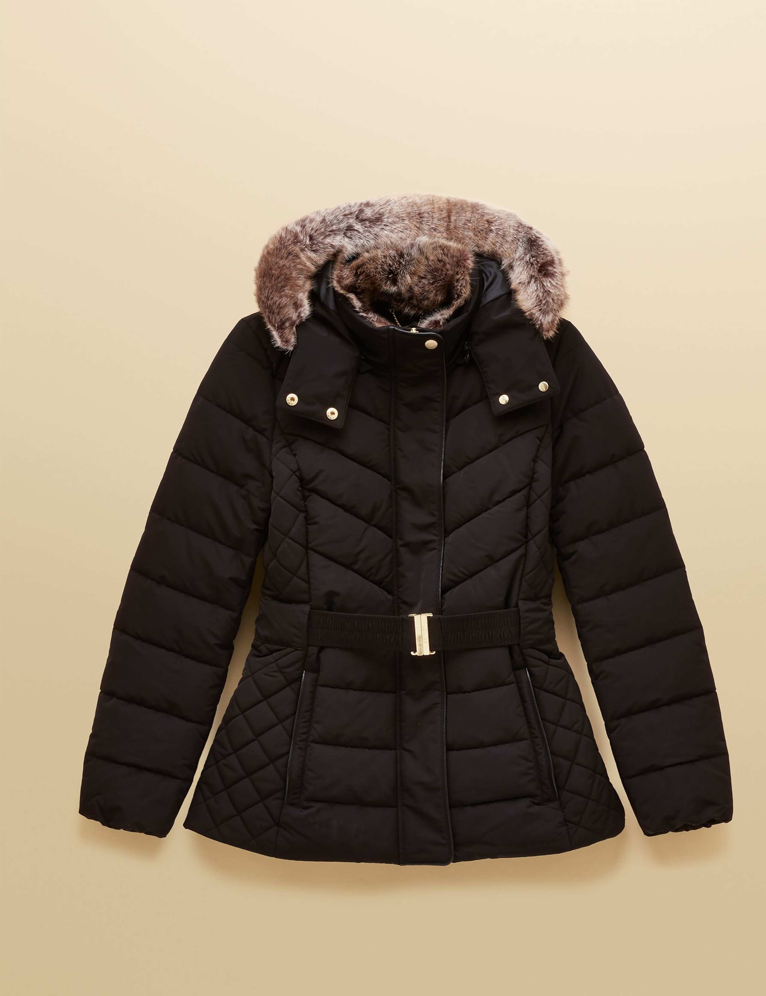 Showerproof Padded Faux Fur Hooded Short Coat 2 of 11