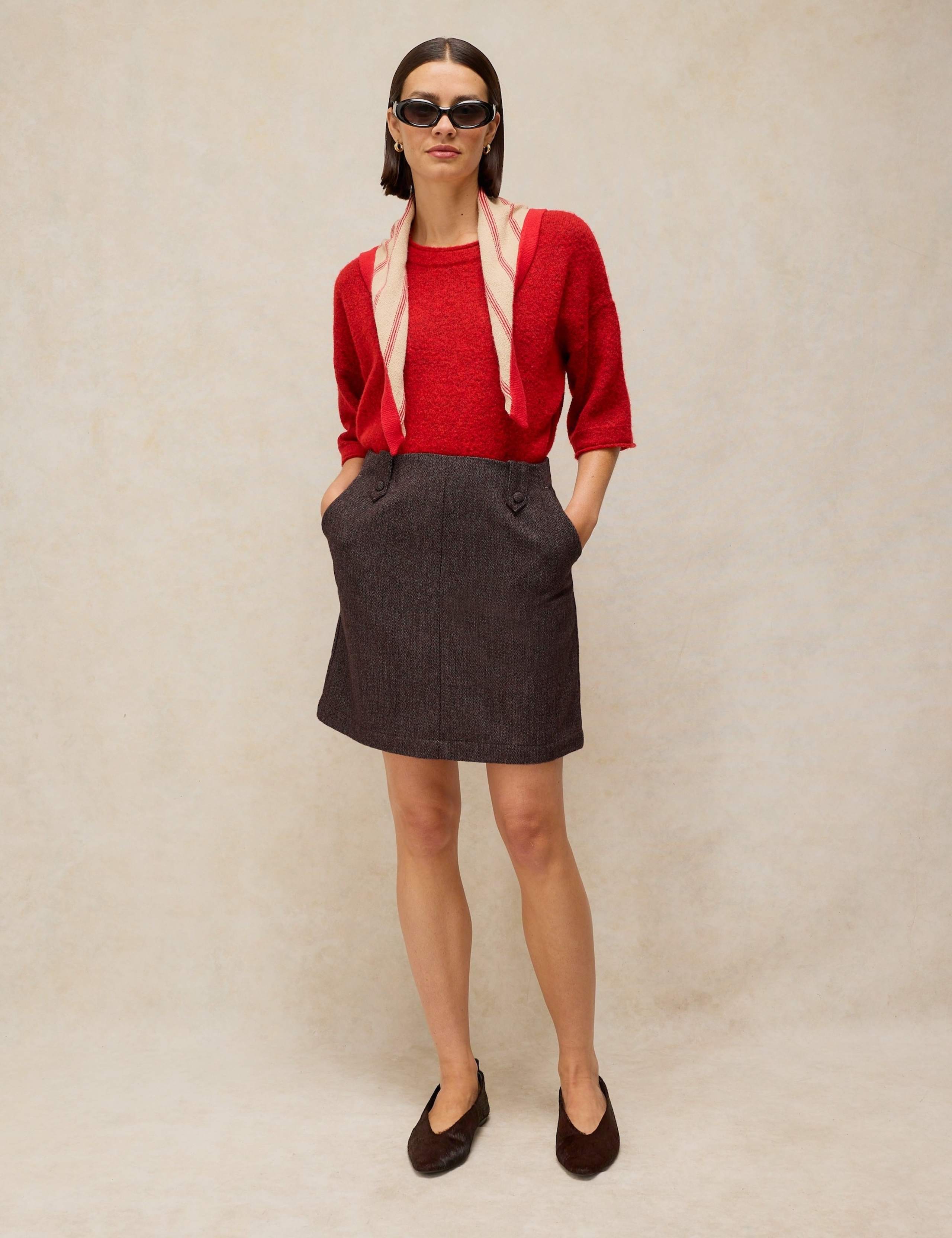 Wool Blend Tweed Mini Column Skirt 3 of 6