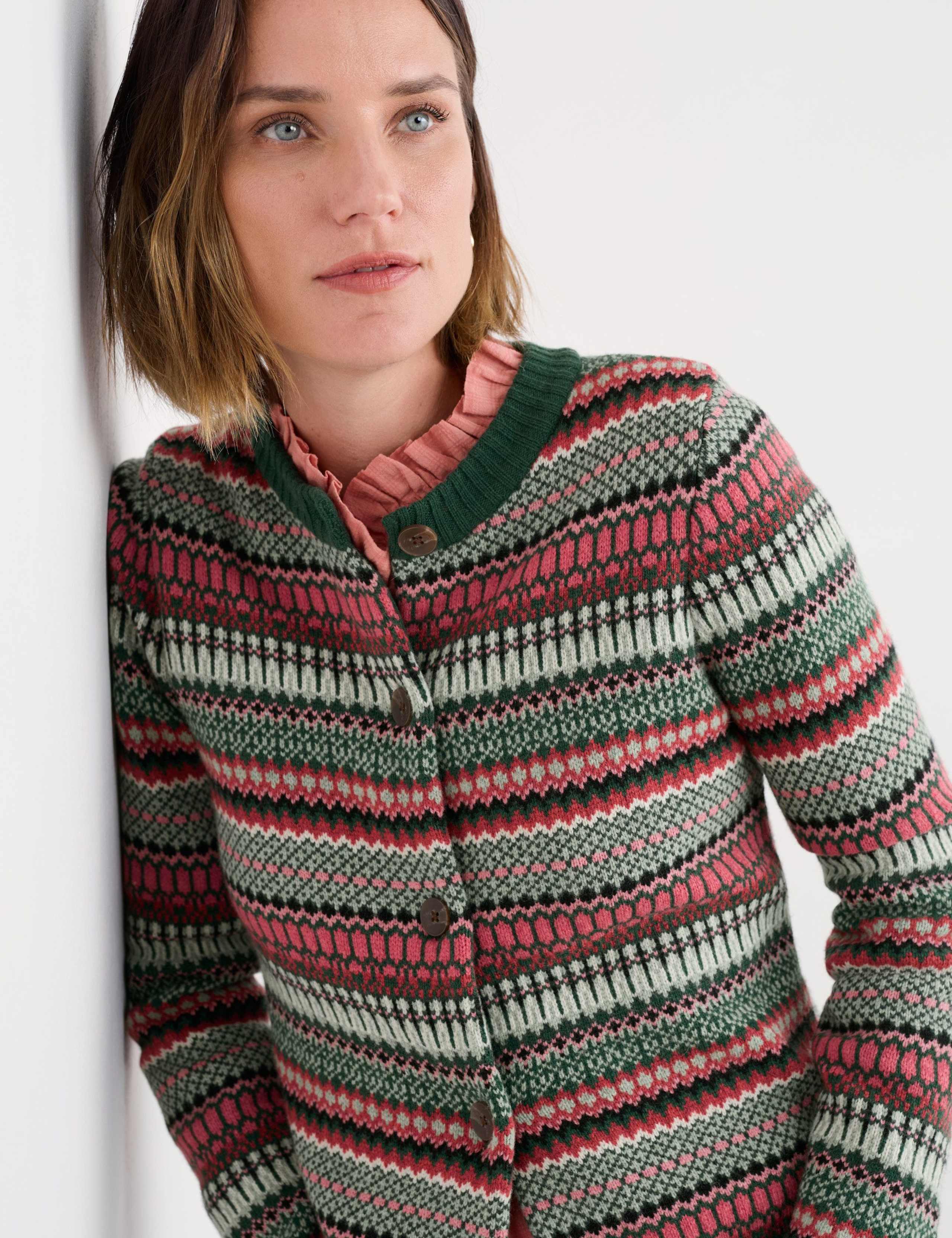 Merino Wool Rich Textured Patterned Cardigan 4 of 5