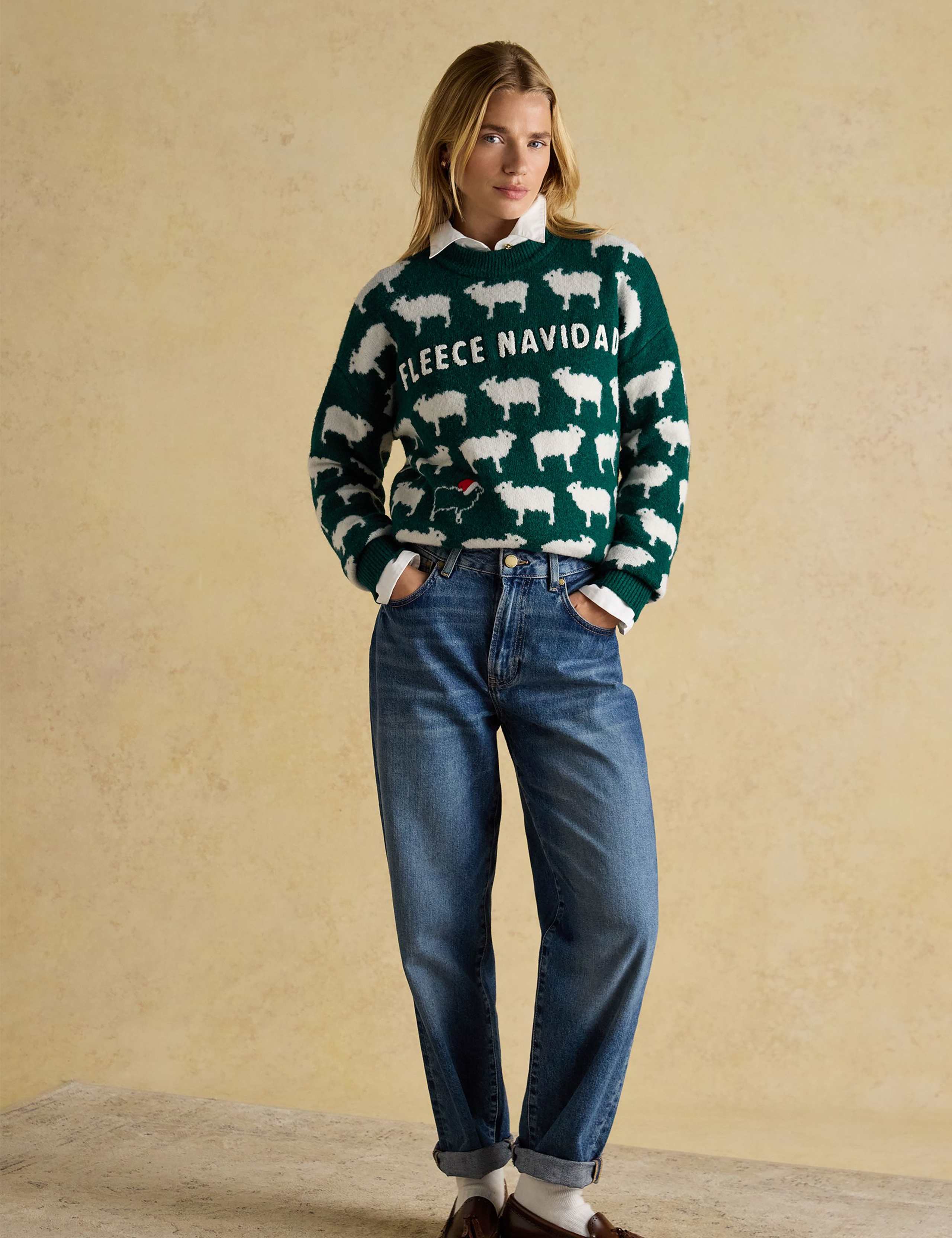 Knitted Fleece Navidad Slogan Sheep Jumper 4 of 5