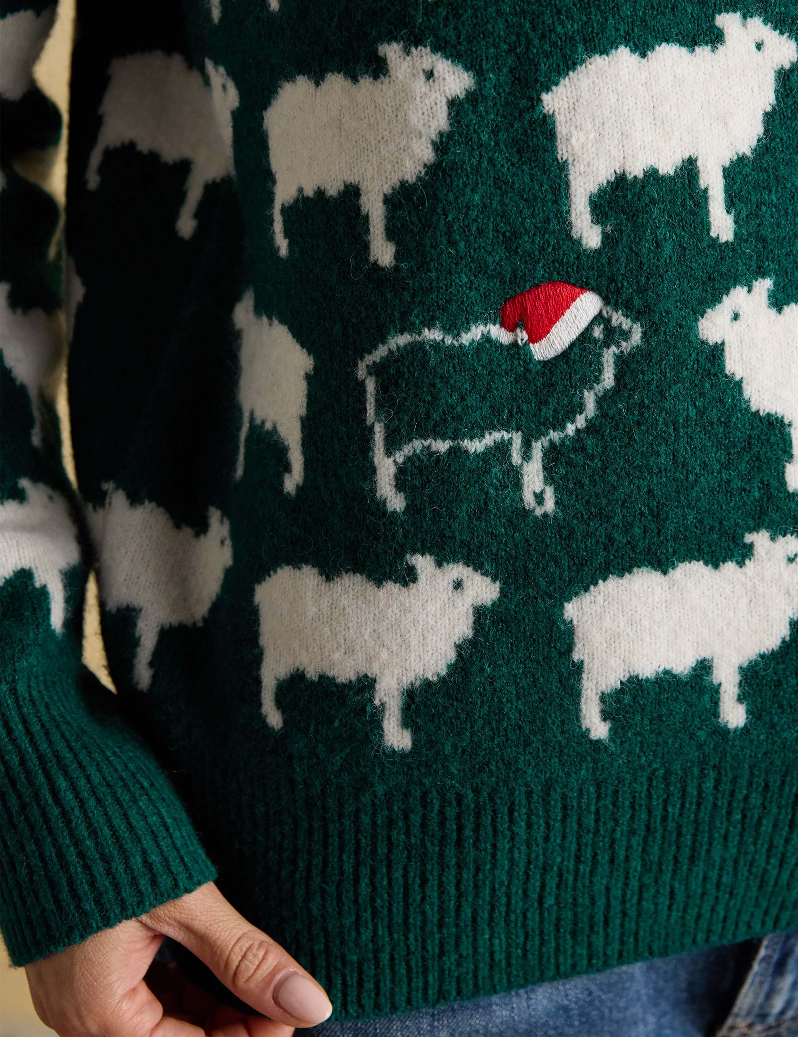 Knitted Fleece Navidad Slogan Sheep Jumper 5 of 5