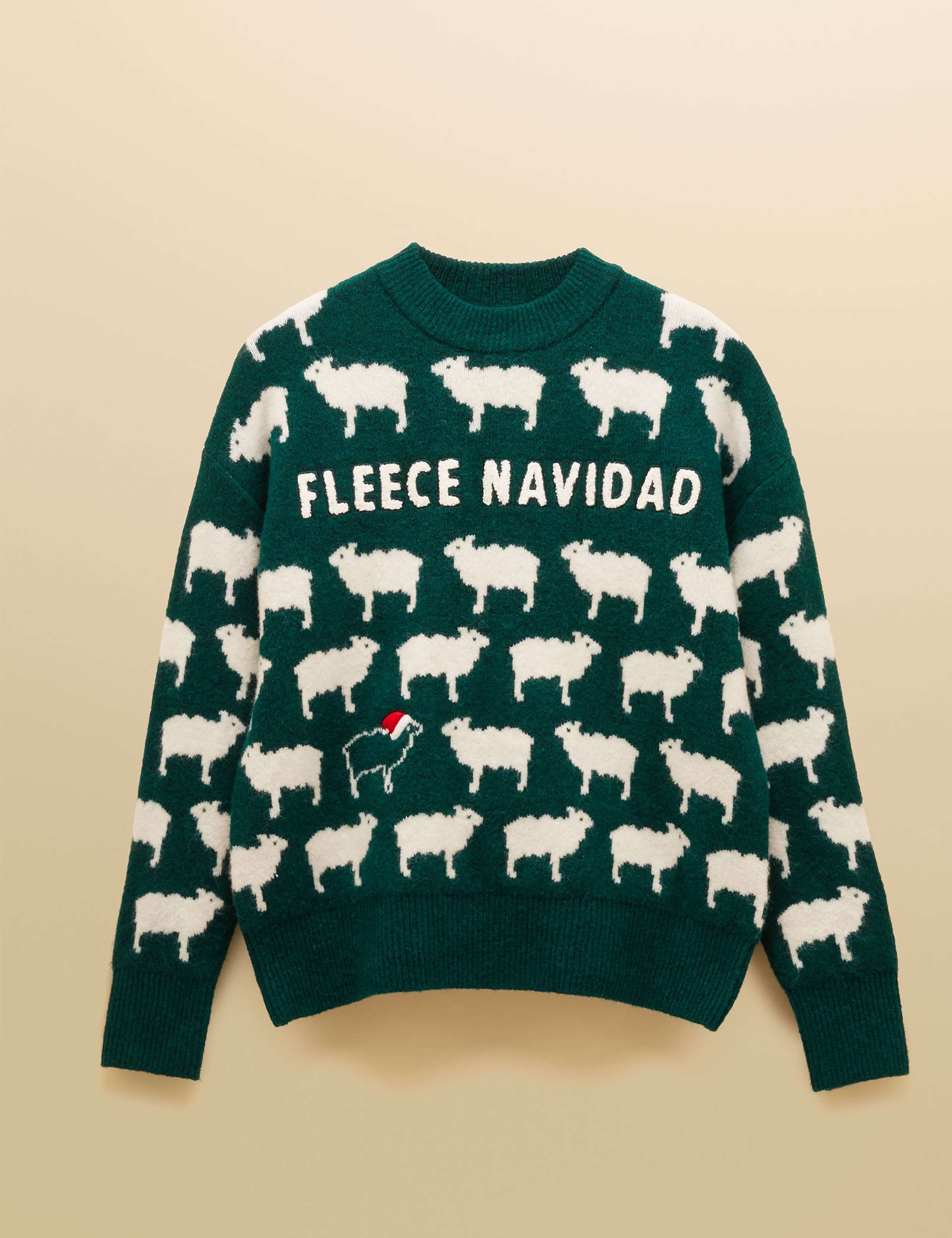 Knitted Fleece Navidad Slogan Sheep Jumper 2 of 5