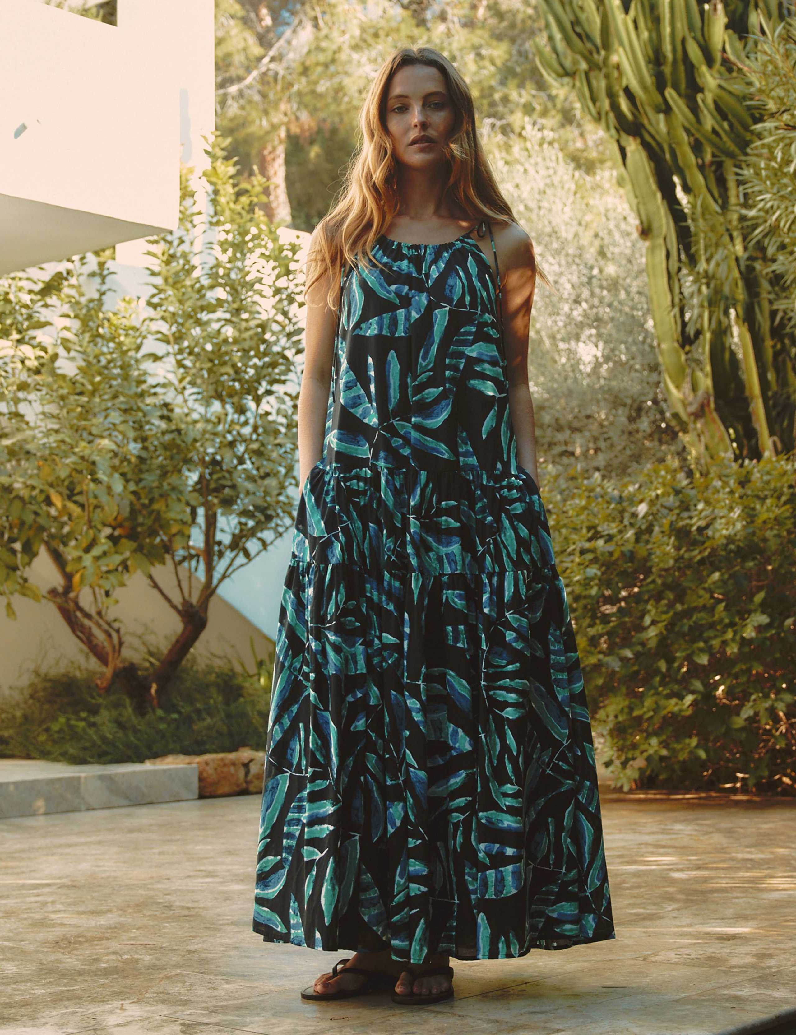Pure Cotton Painterly Palm Maxi Dress 1 of 6