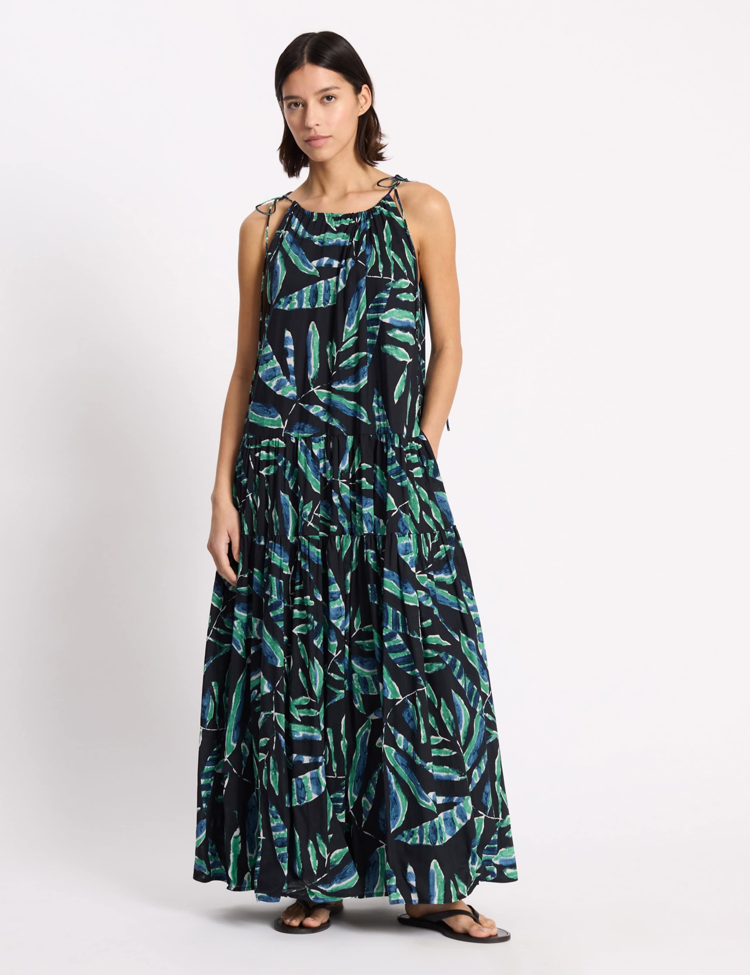Pure Cotton Painterly Palm Maxi Dress 3 of 6