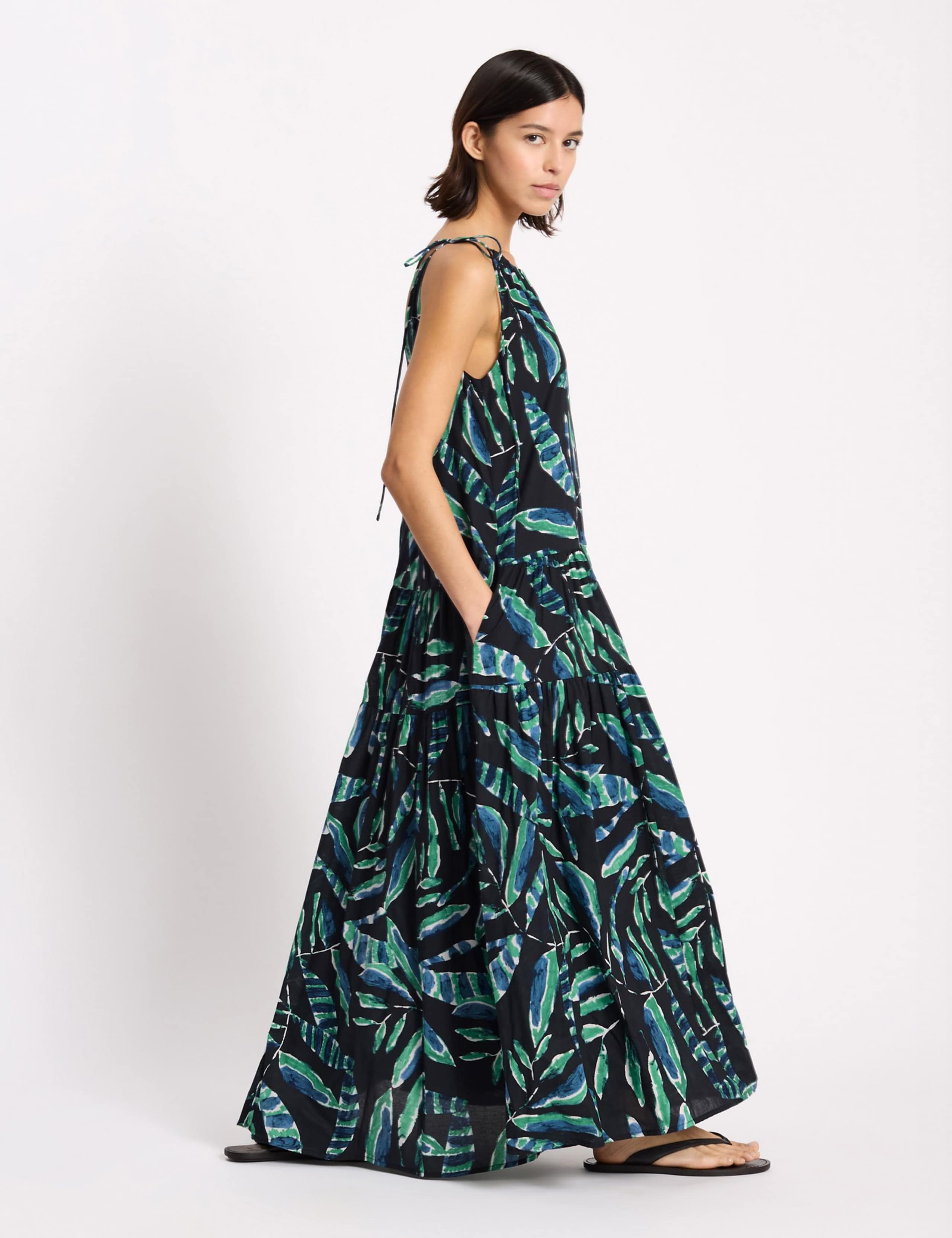 Pure Cotton Painterly Palm Maxi Dress 4 of 6