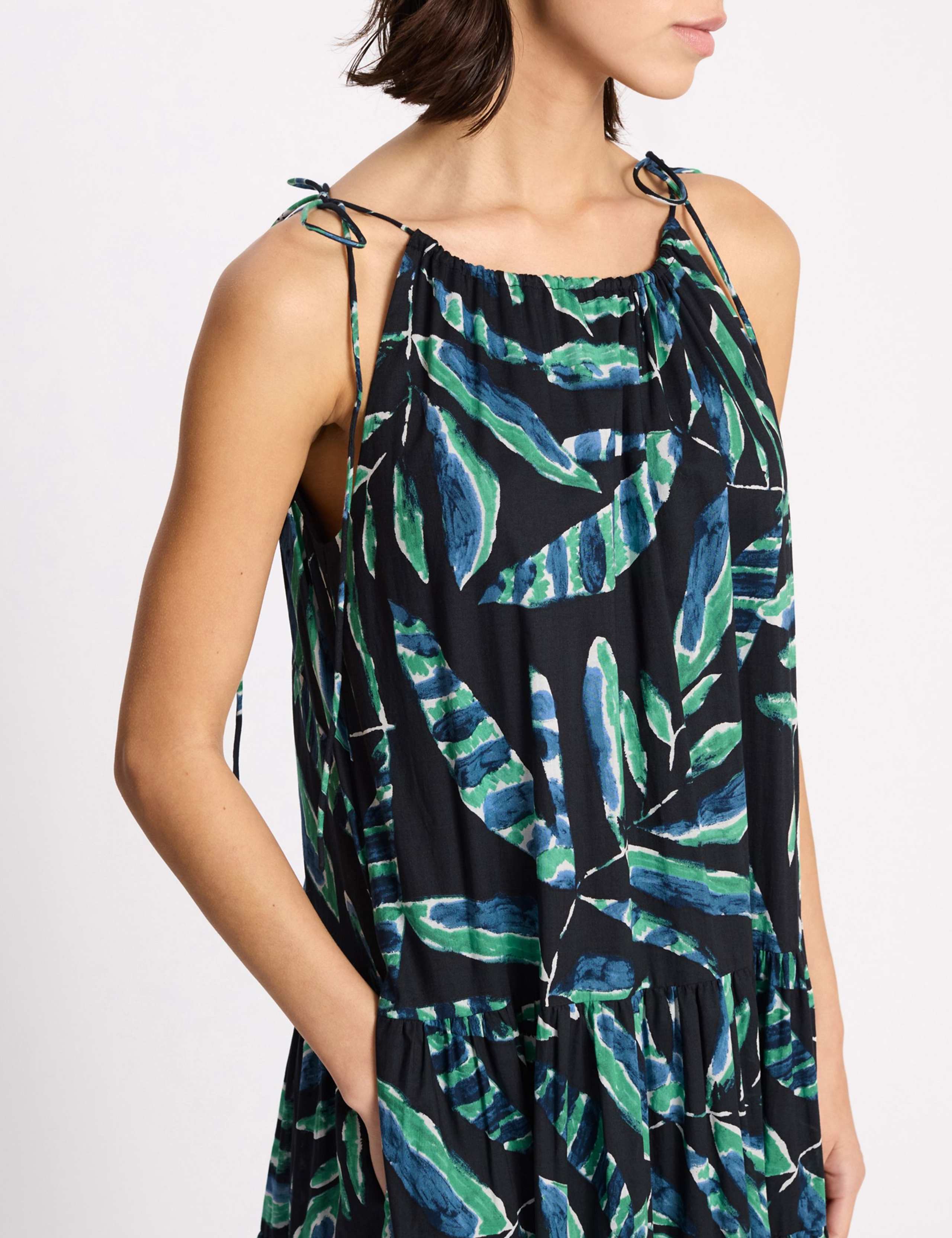 Pure Cotton Painterly Palm Maxi Dress 6 of 6