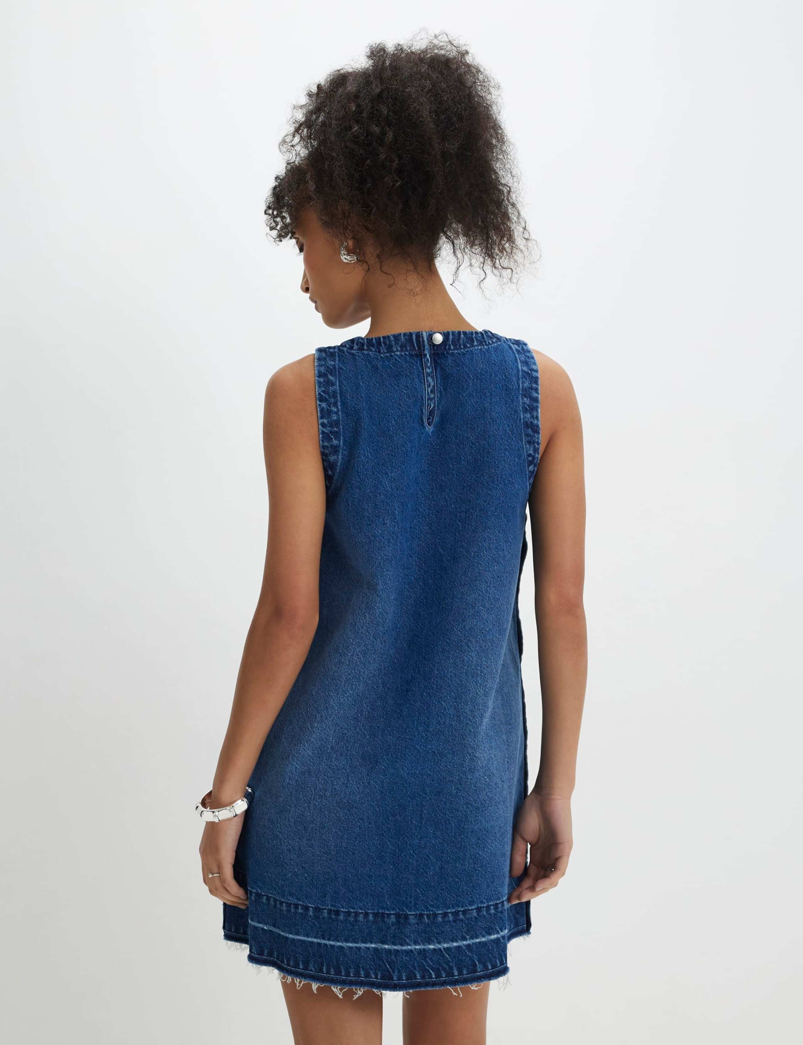 Pure Cotton Button Detail Mini Shift Dress 4 of 4