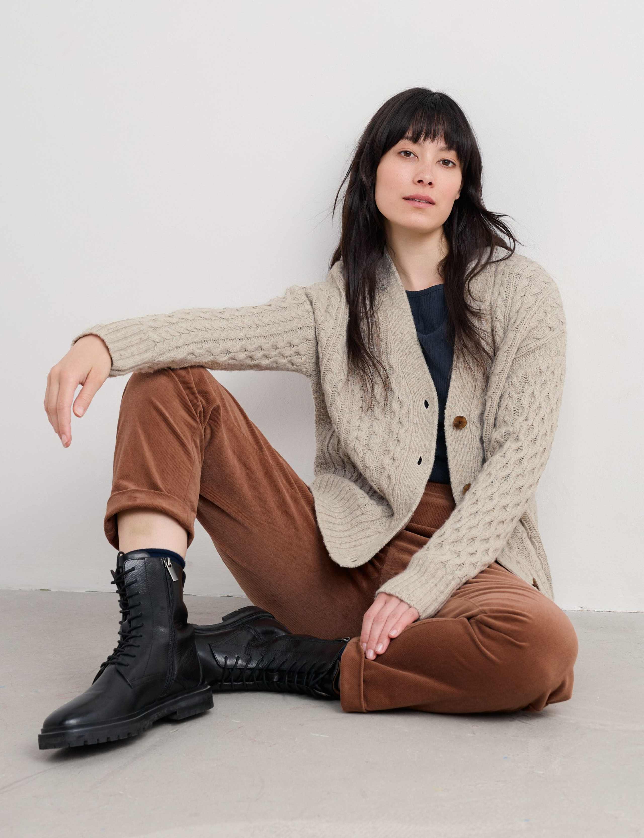 Merino Wool Rich Cable Knit Cardigan 4 of 5