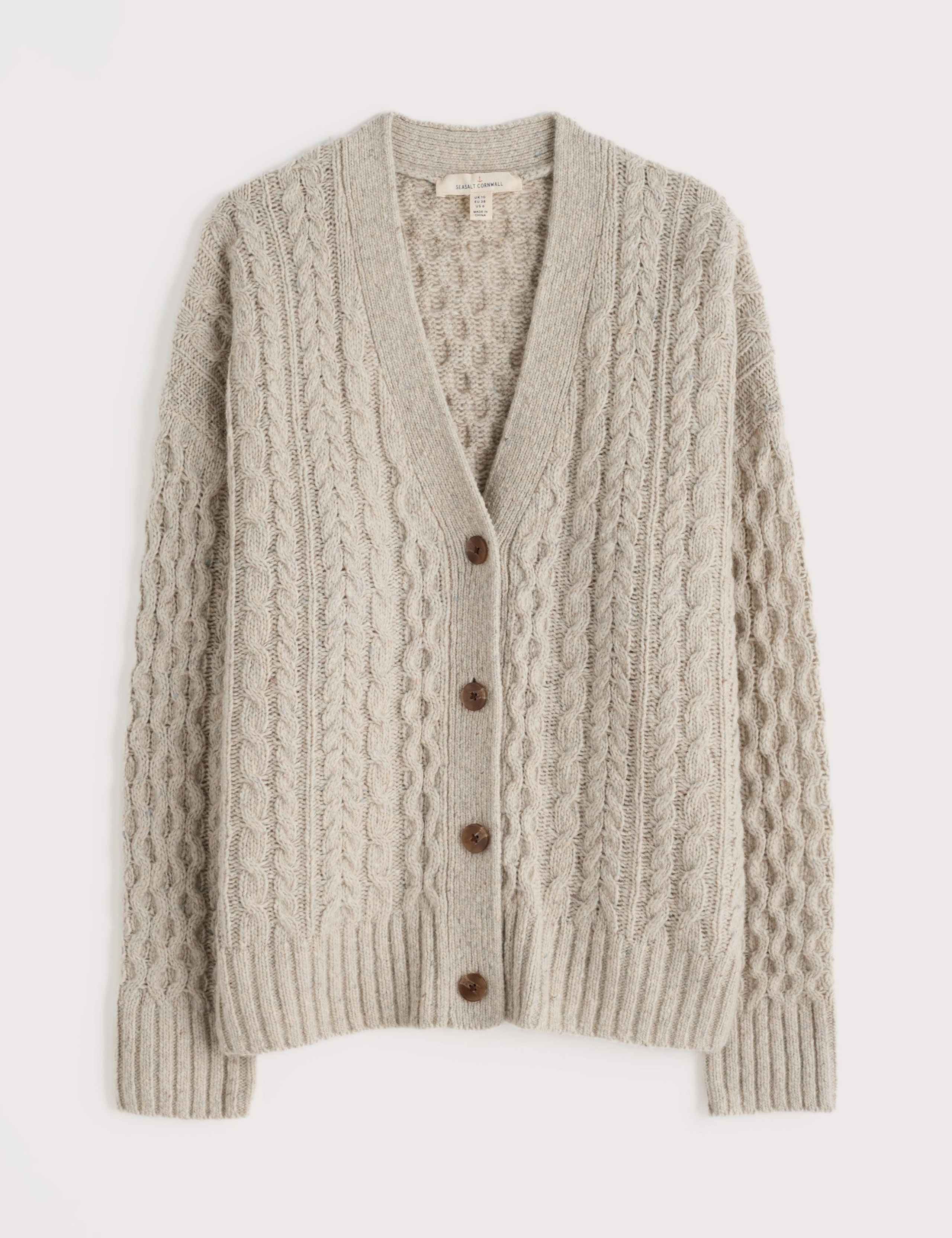 Merino Wool Rich Cable Knit Cardigan 2 of 5