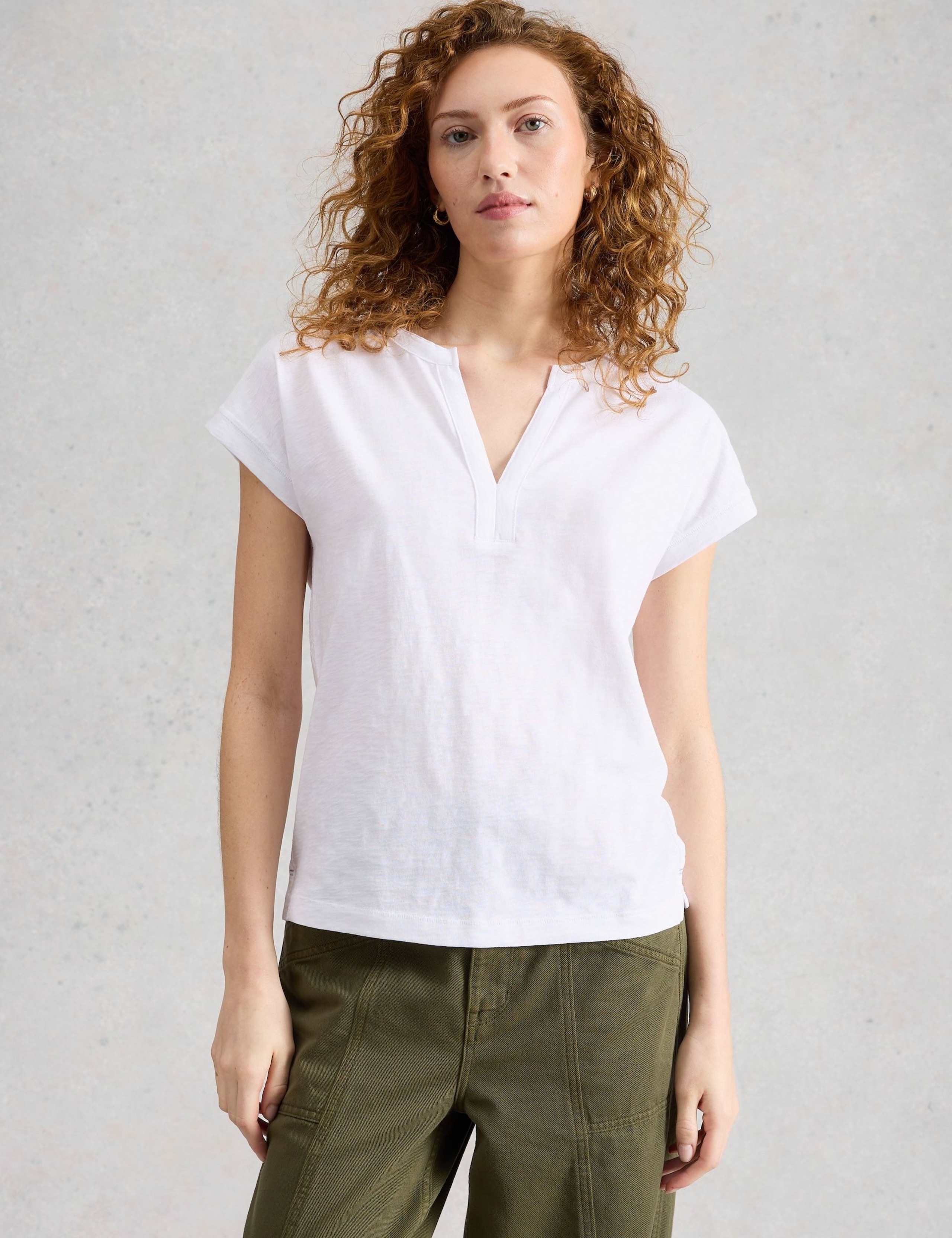 Pure Cotton Nina Notch Neck T-Shirt 1 of 6