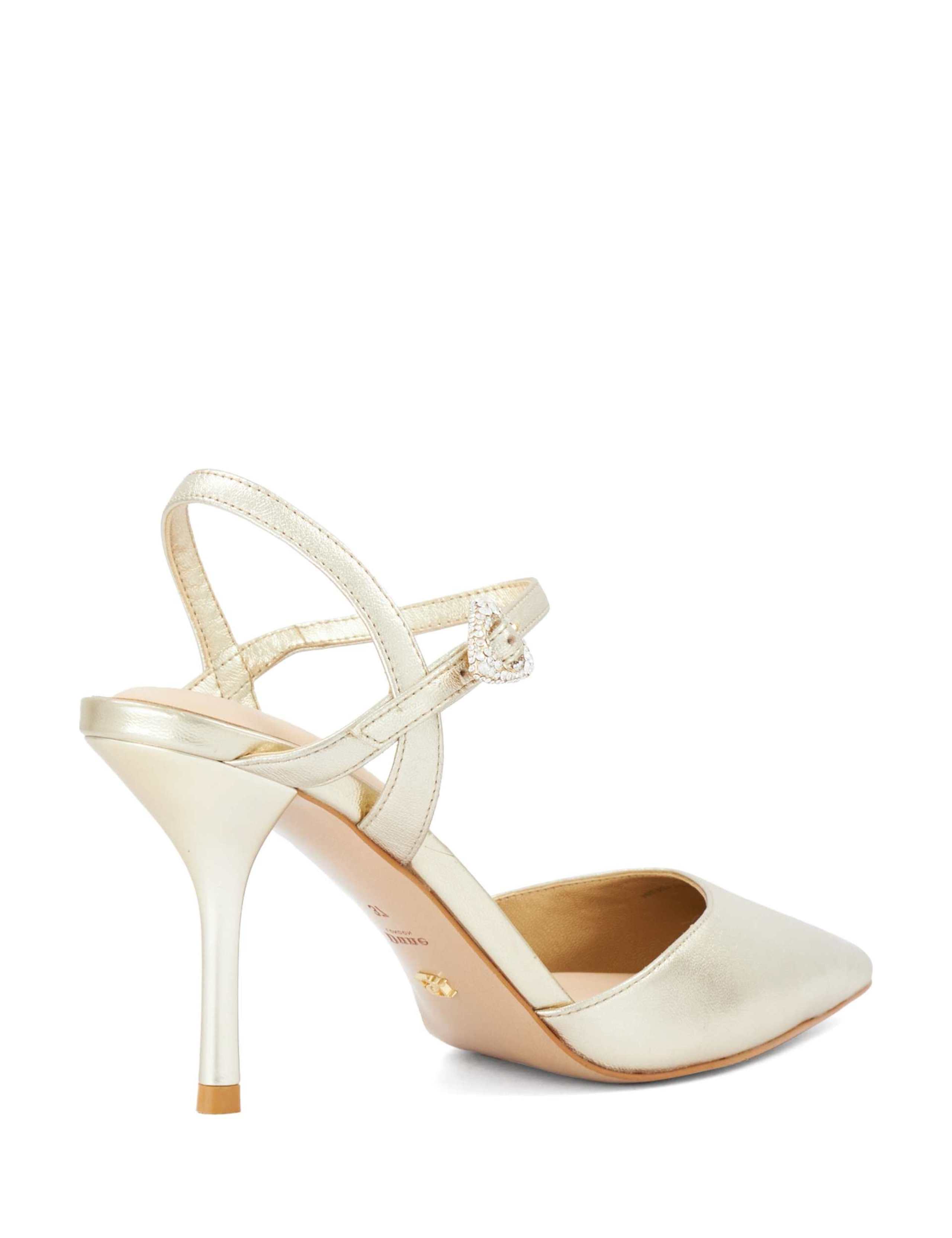 Leather Cross Strap Pointed Toe Stiletto Court Shoes 5 of 5