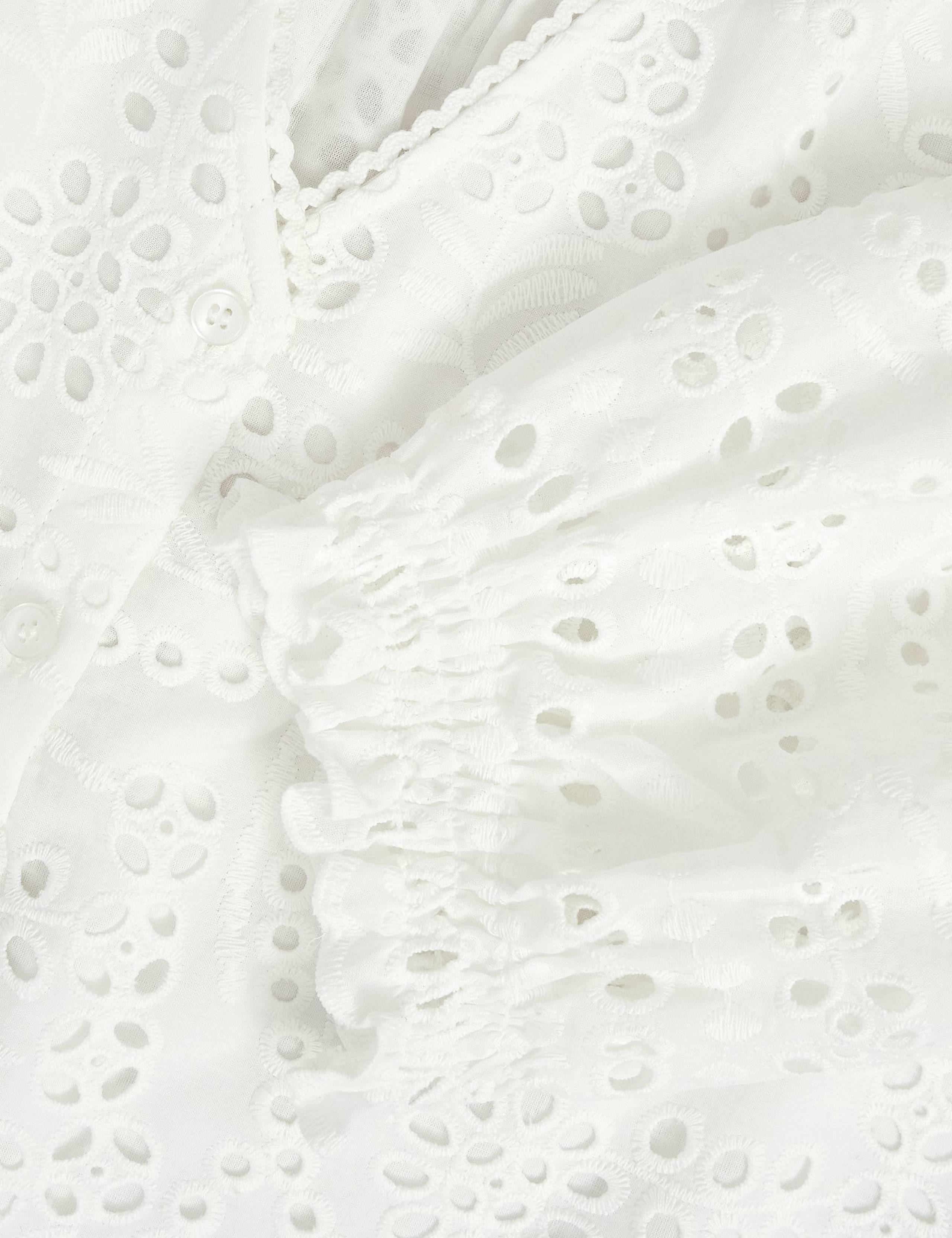 Pure Cotton Broderie V-Neck Blouse 6 of 6
