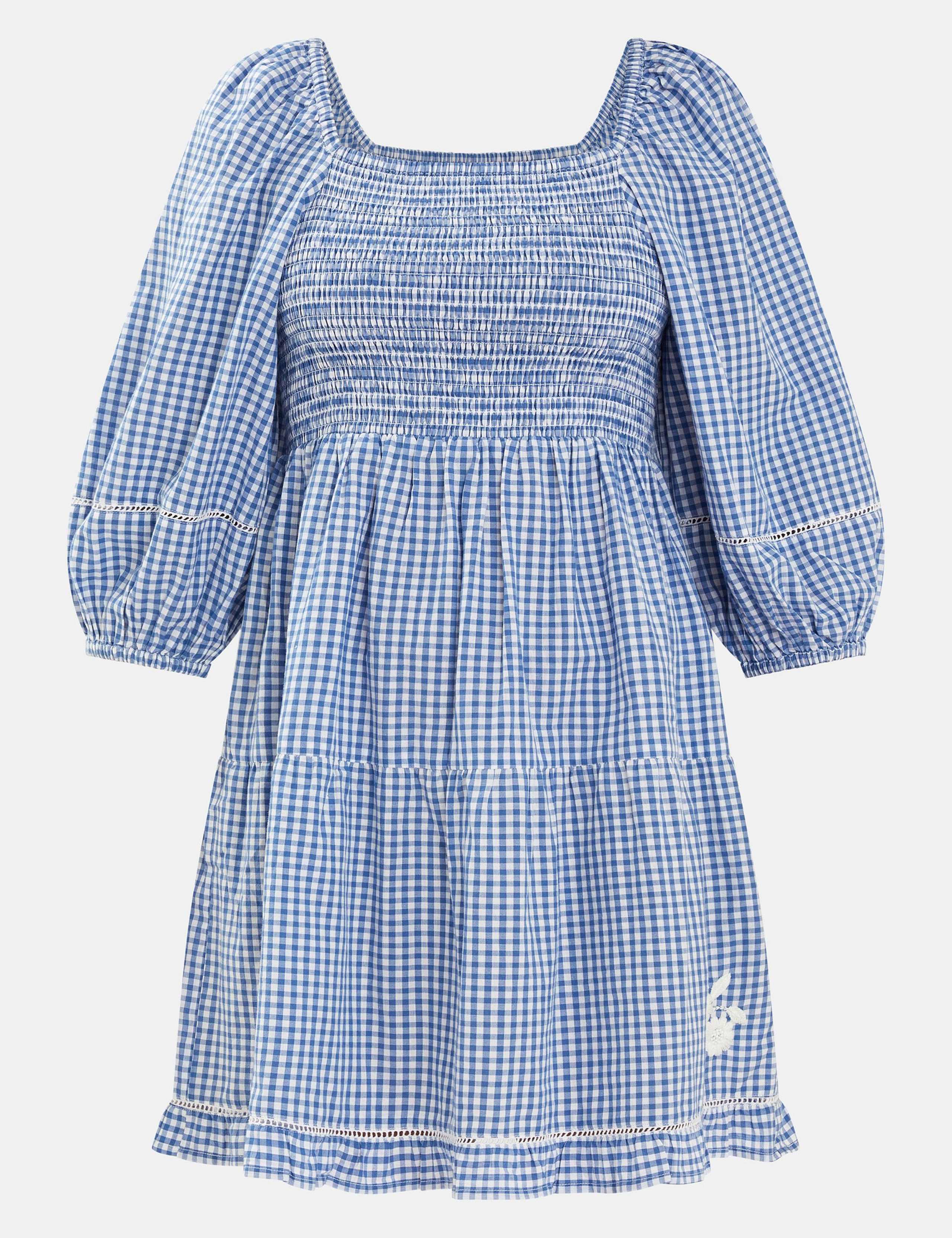 Pure Cotton Gingham Square Neck Mini Dress 2 of 4