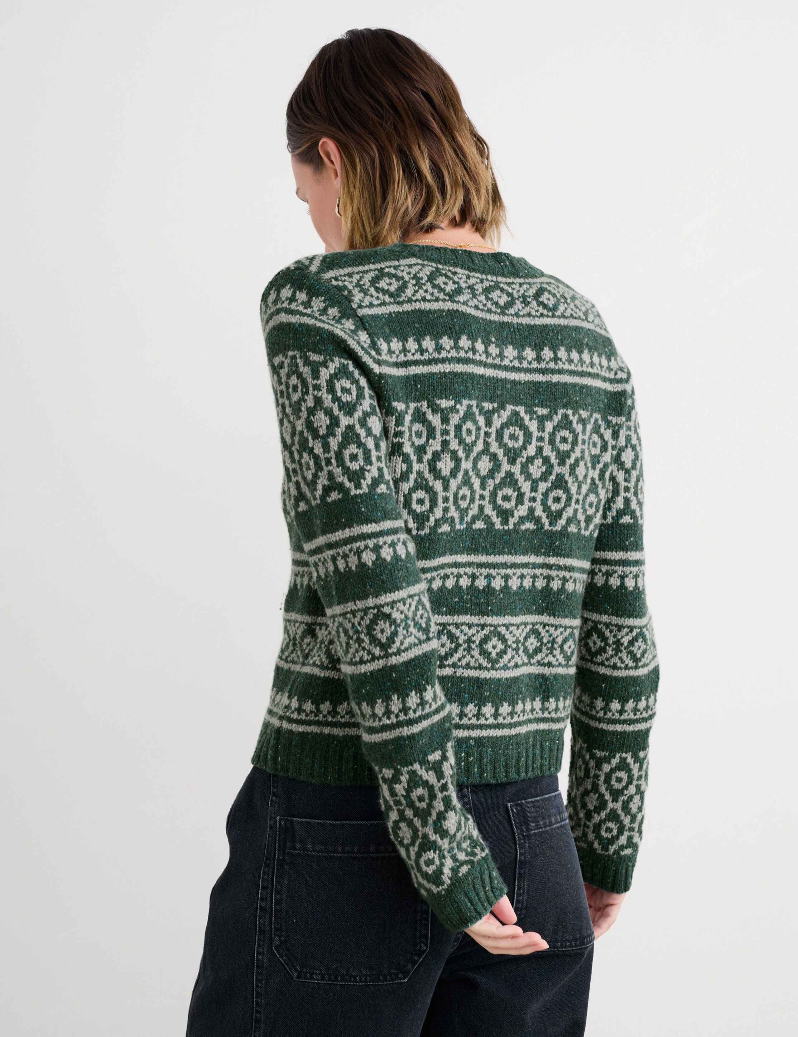 Merino Wool Rich Crew Neck Cardigan 3 of 5