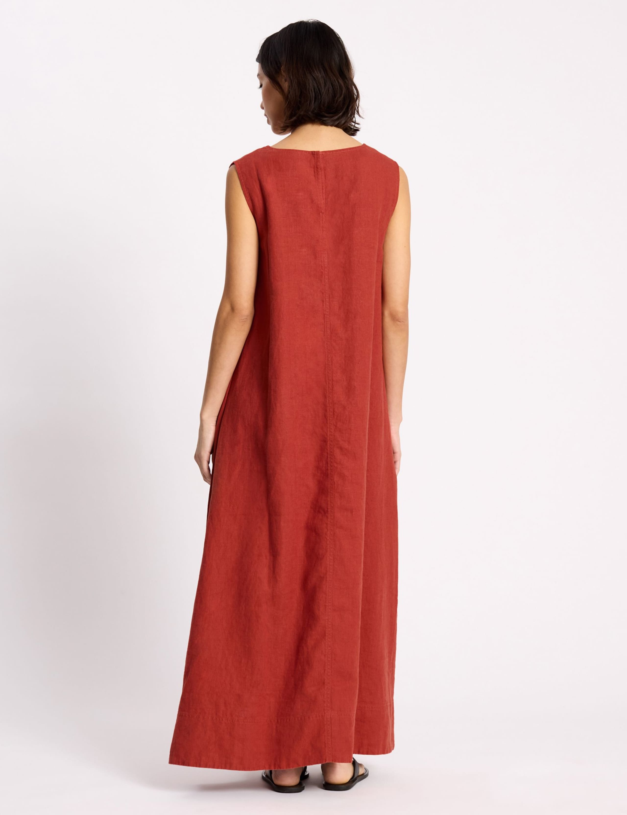 Pure Linen V-Neck Midaxi Shift Dress 3 of 4