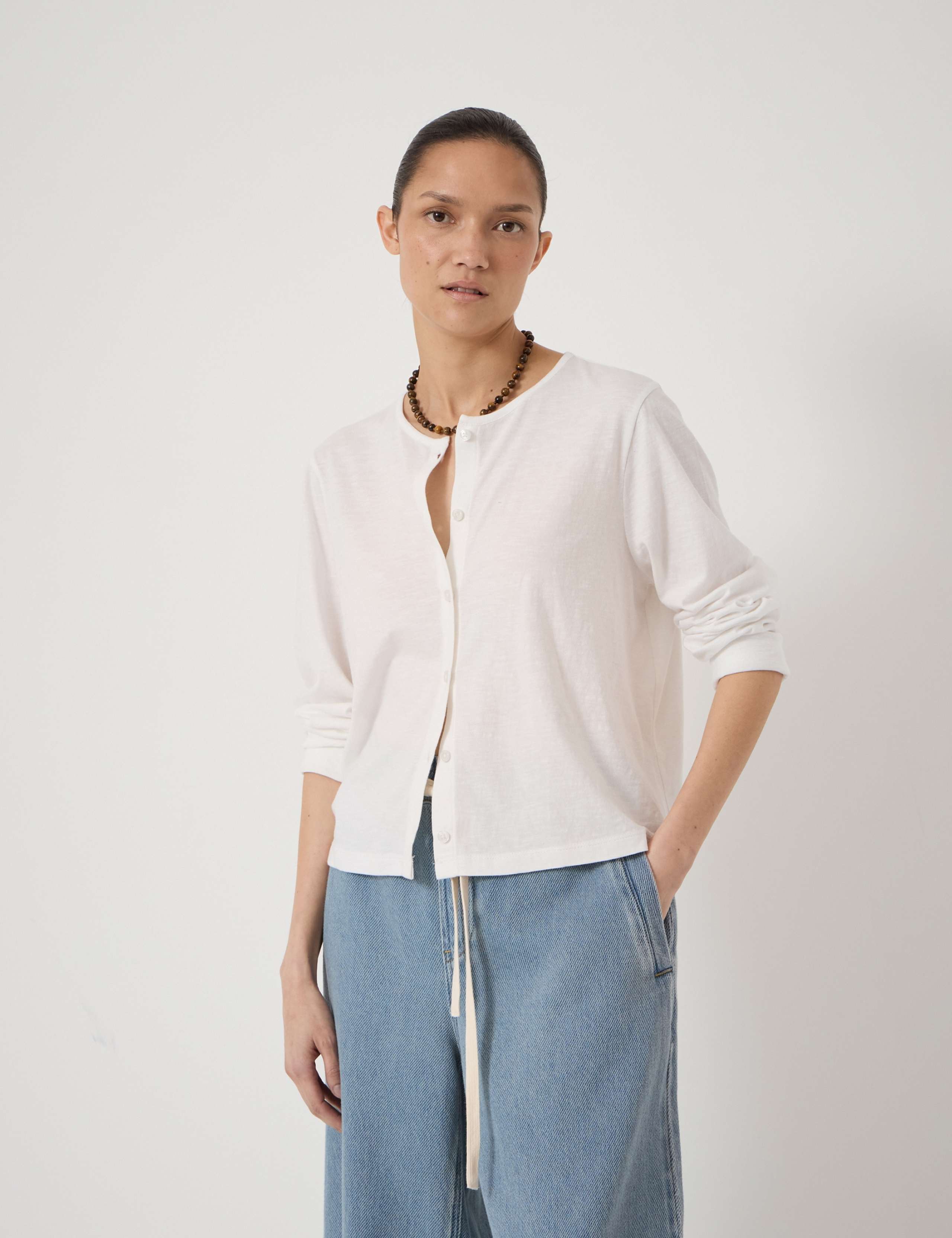Jersey Textured Button Through Cardigan 1 of 5