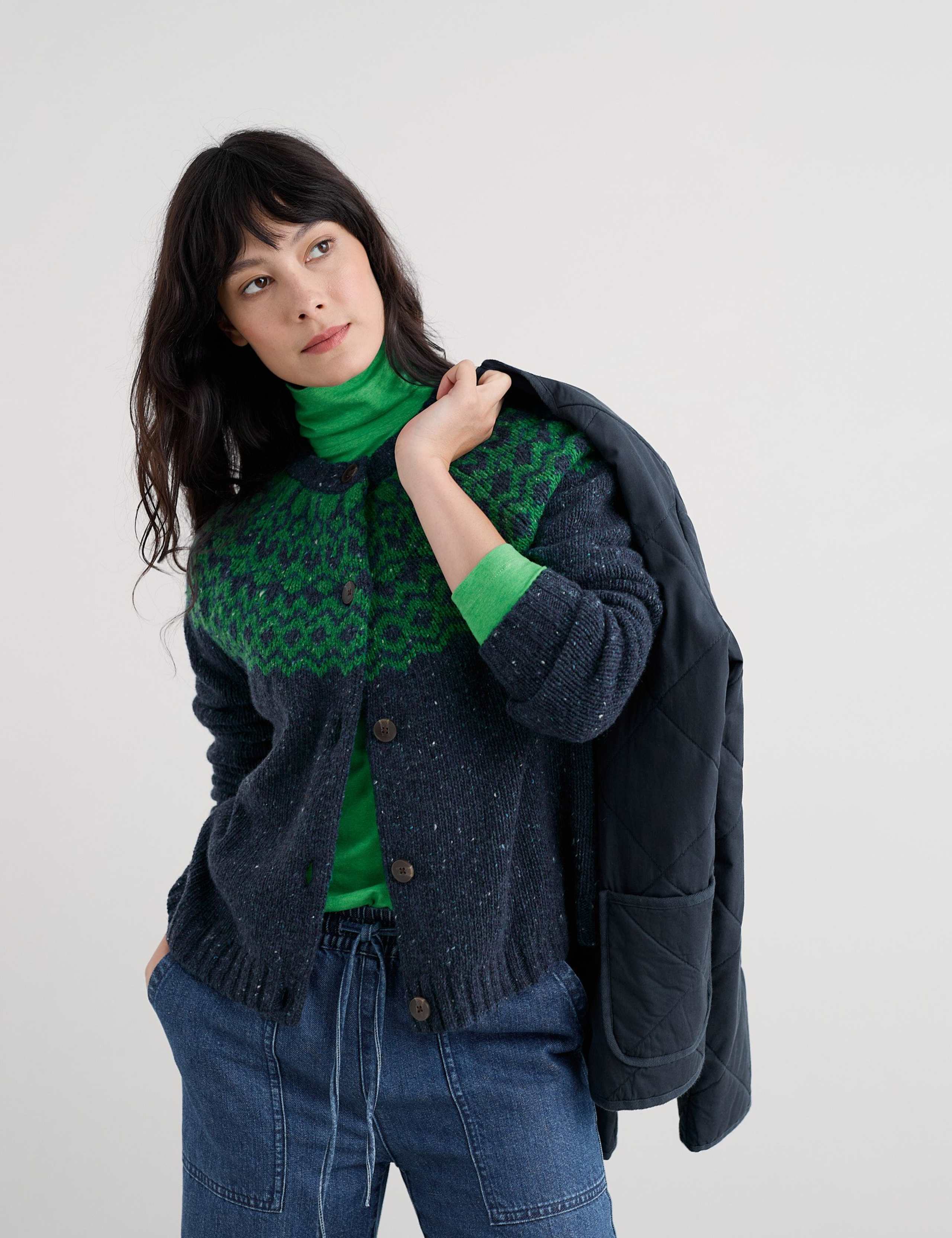 Merino Wool Rich Embroidered Relaxed Cardigan 3 of 5