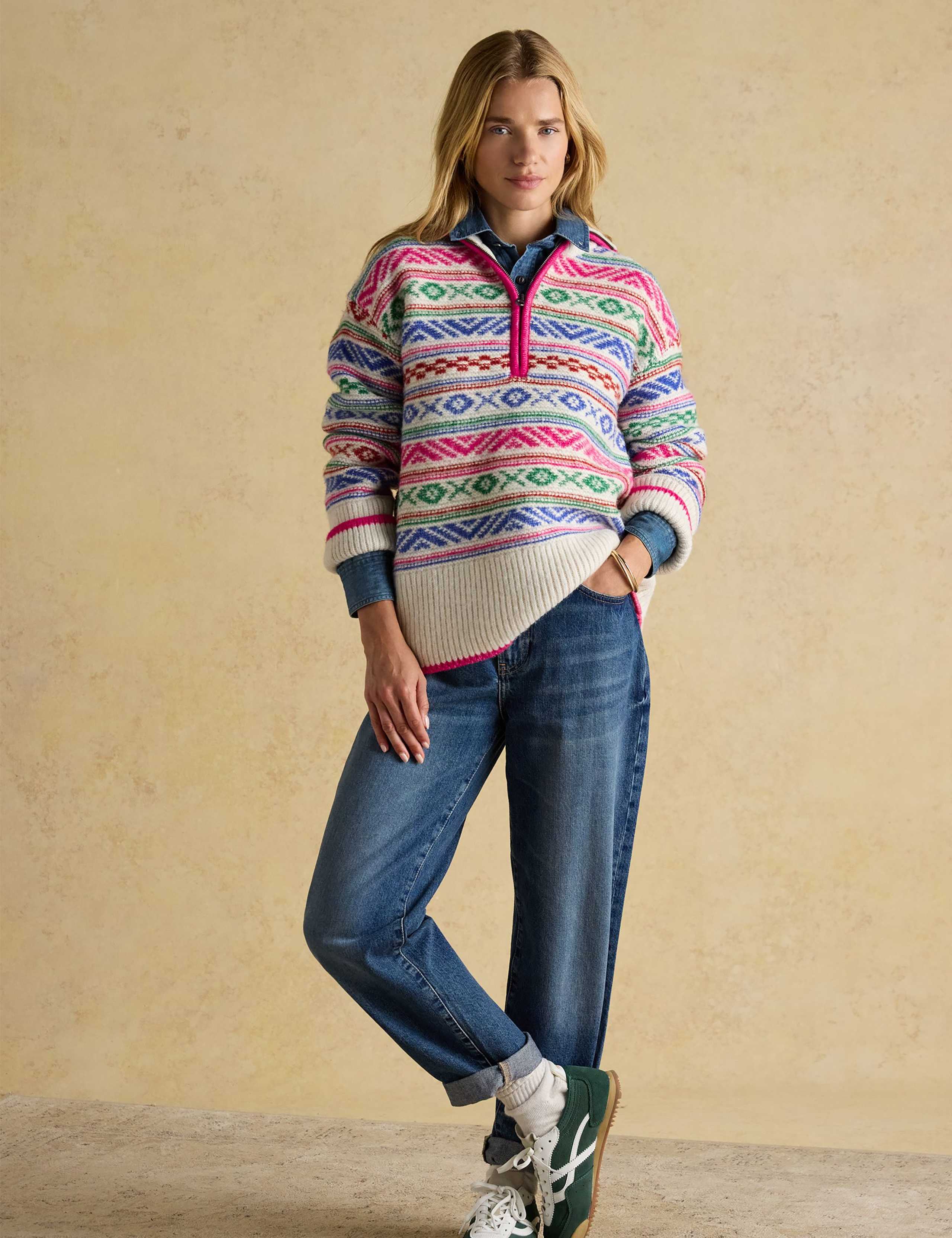 Fair Isle Funnel Neck Half Zip Jumper 1 of 7