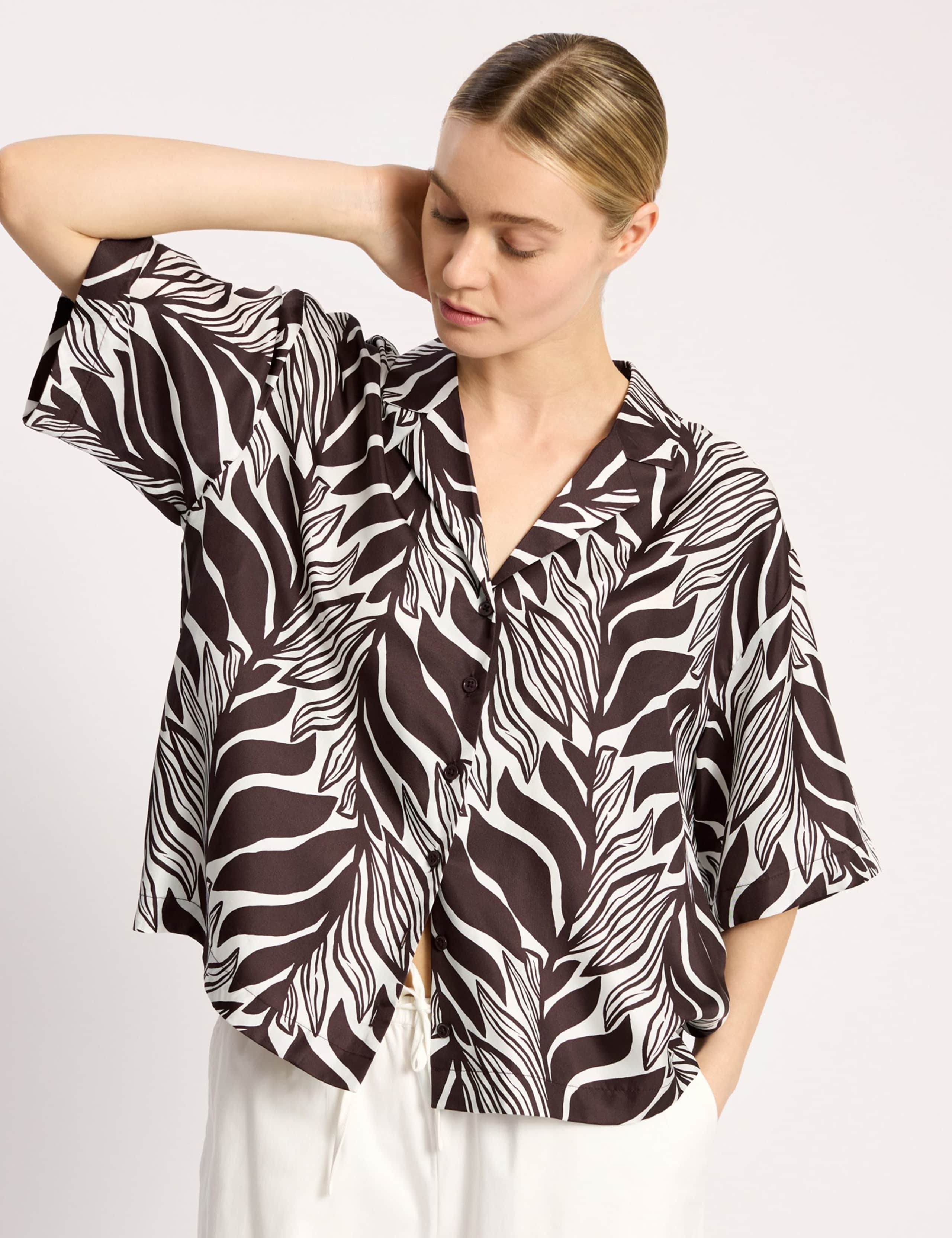 Pure Silk Palm Print Blouse 4 of 6