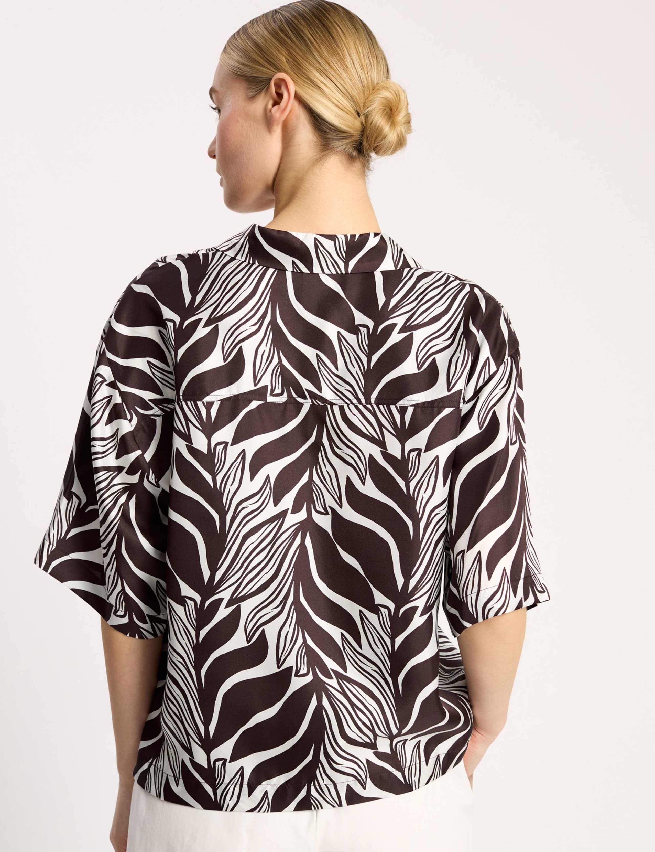 Pure Silk Palm Print Blouse 5 of 6