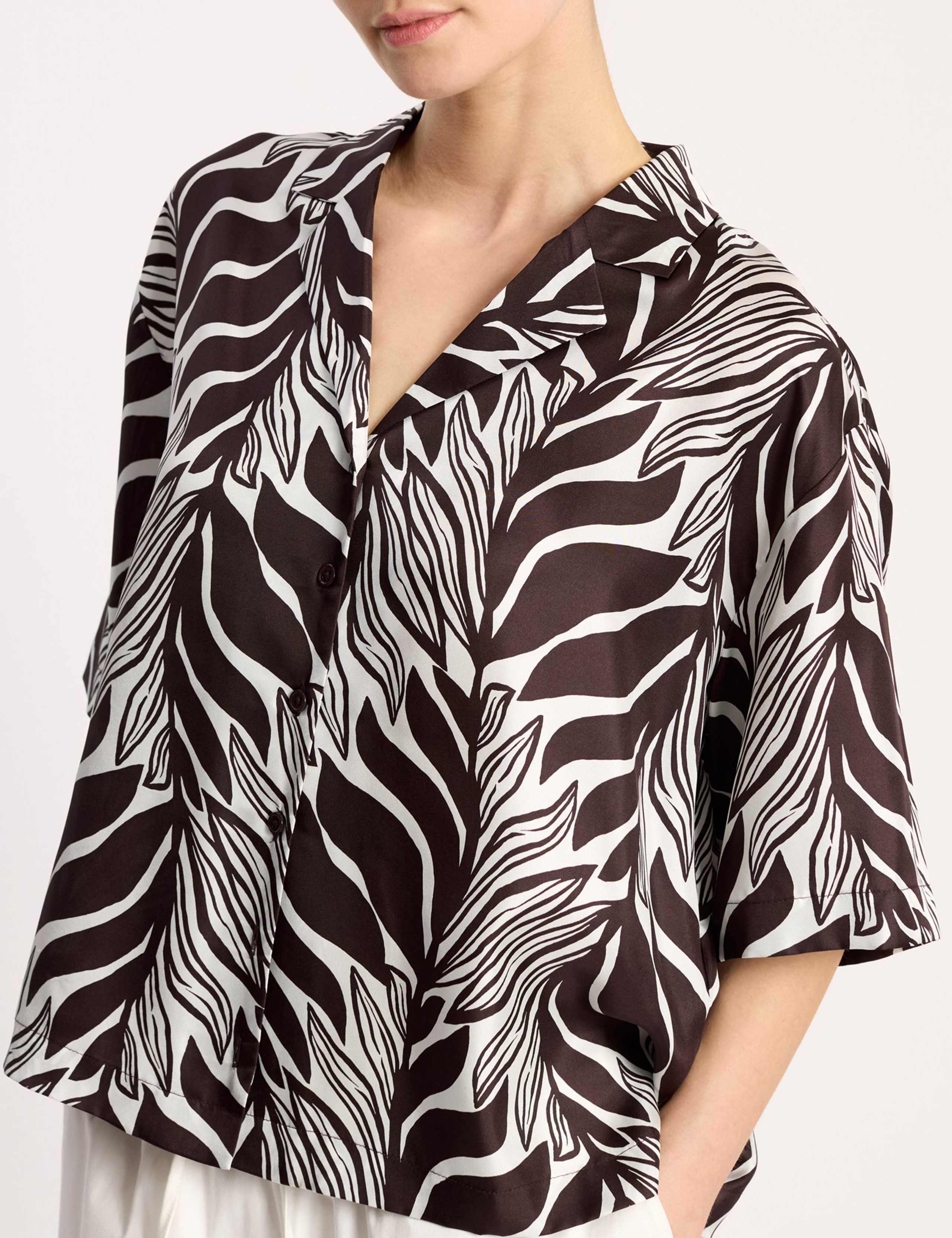 Pure Silk Palm Print Blouse 6 of 6