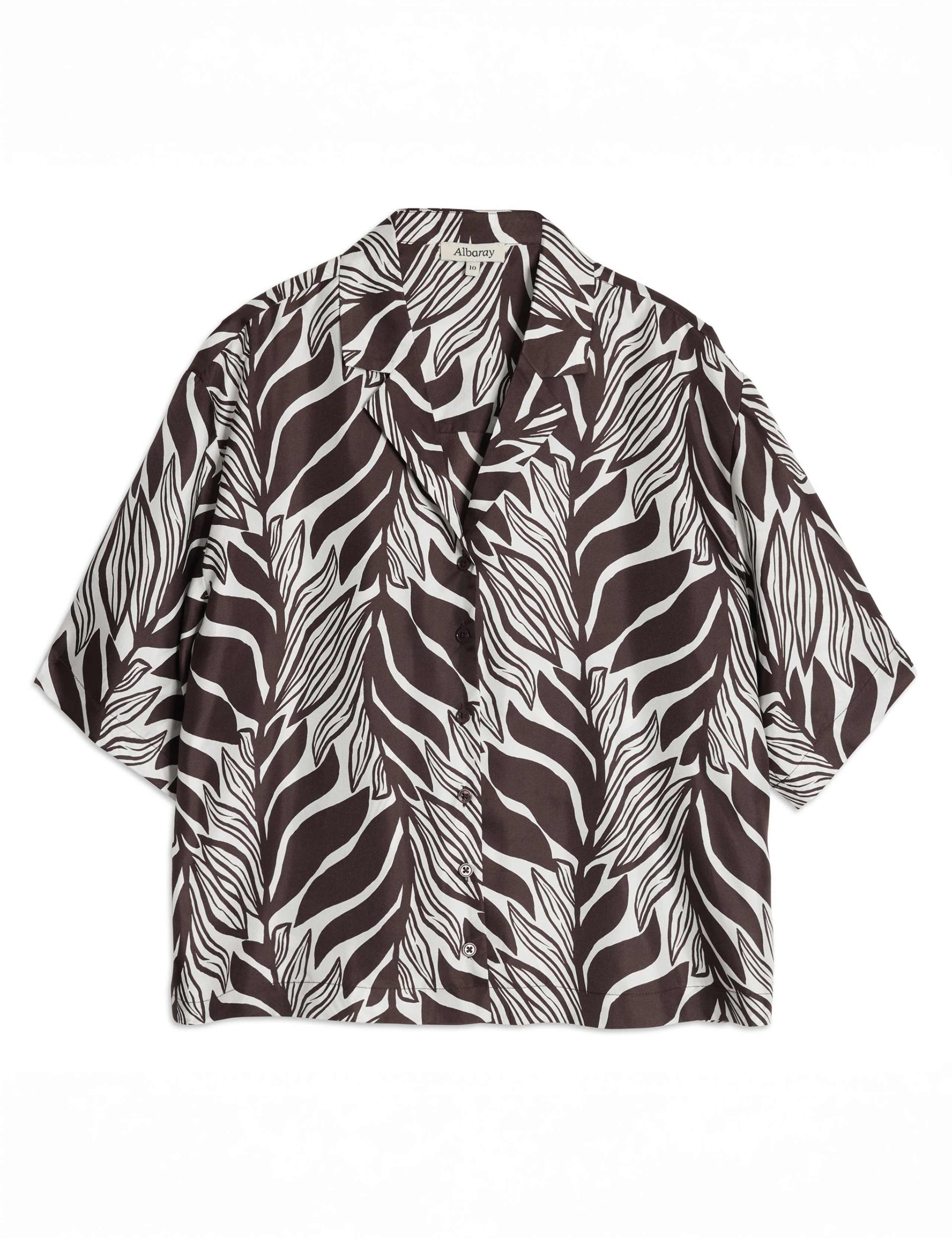 Pure Silk Palm Print Blouse 2 of 6