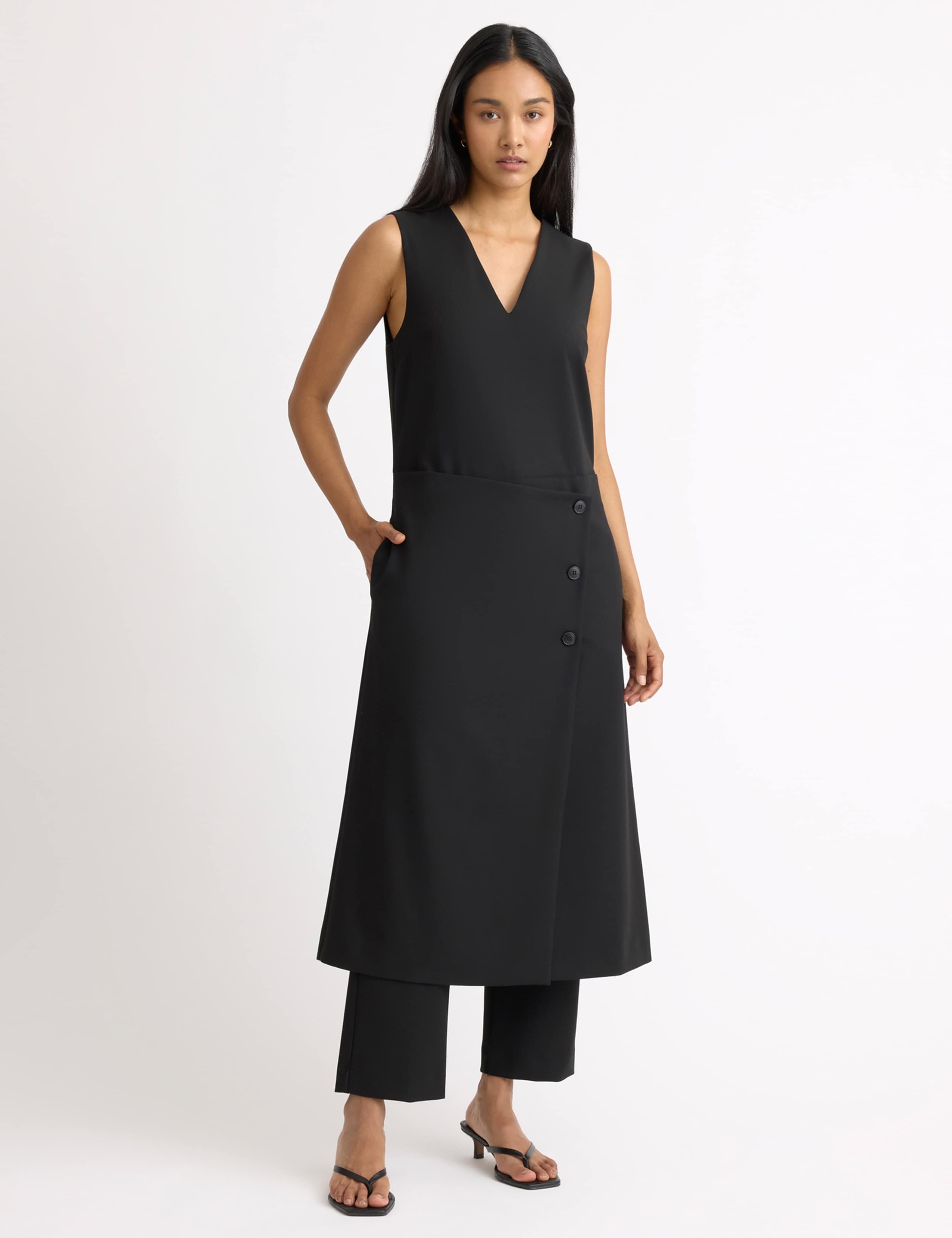 V-Neck Midi Tailored Wrap Dress 4 of 5