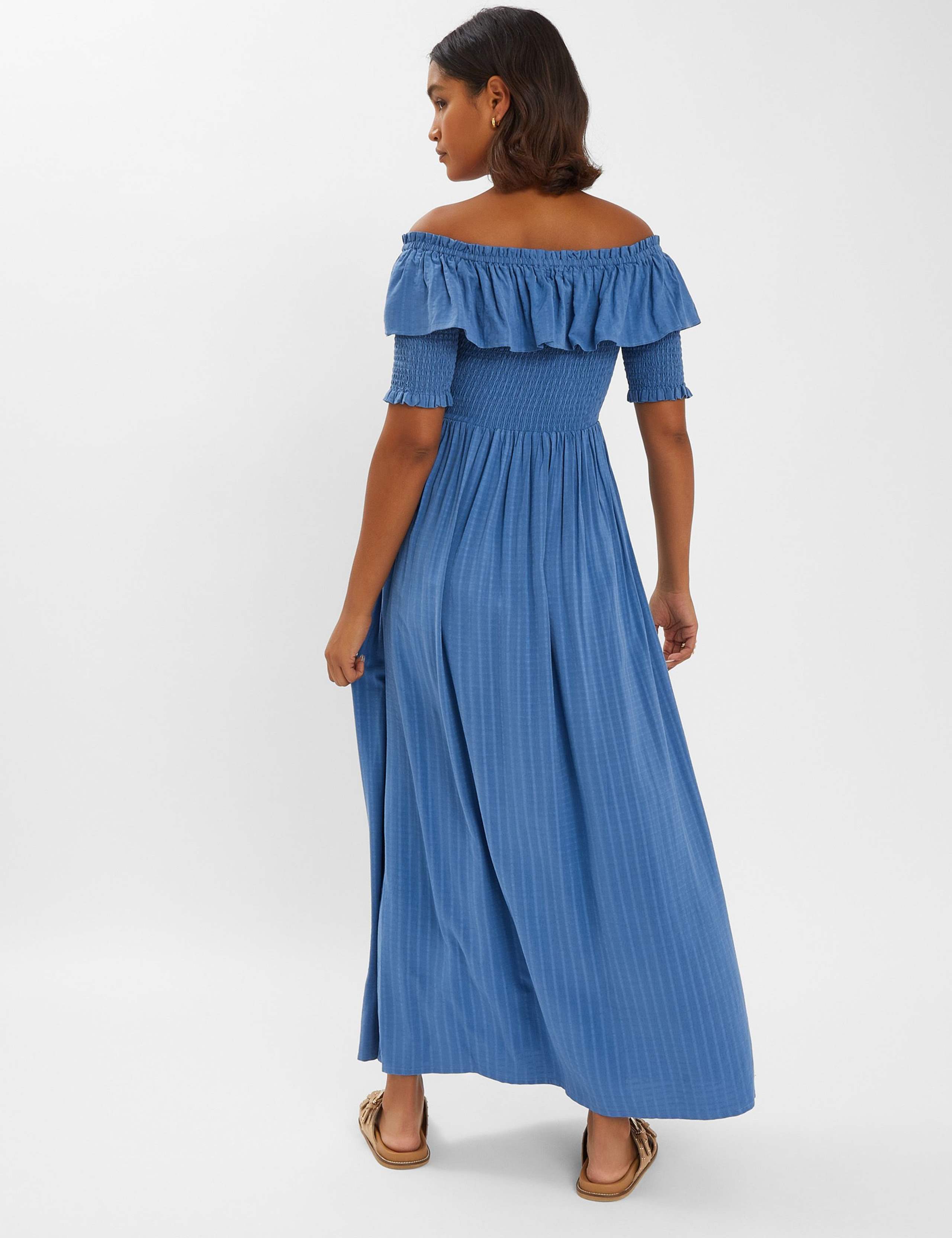 Off The Shoulder Shirred Maxi Beach Dress 3 of 4