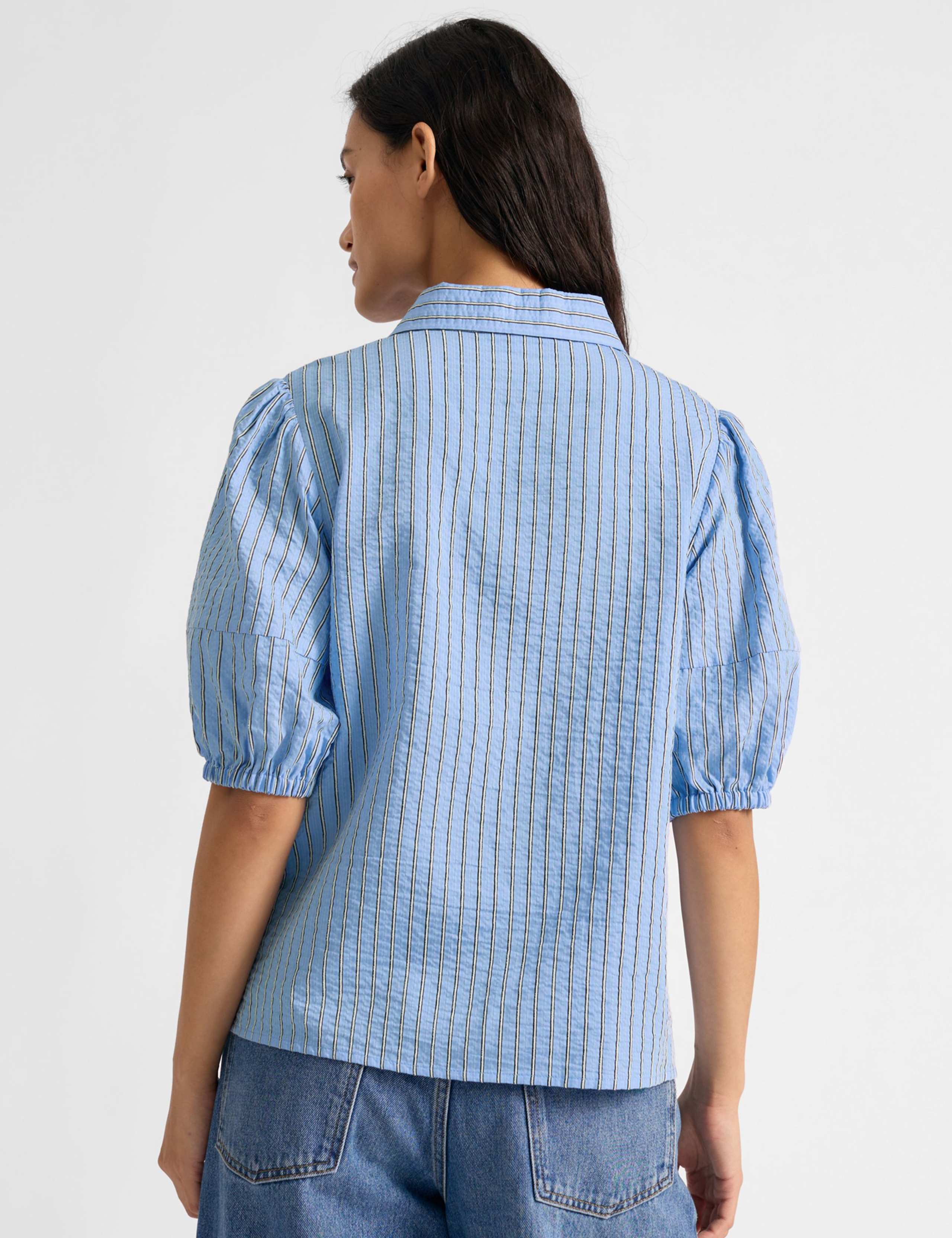 Striped Collared Blouse with Cotton 4 of 4